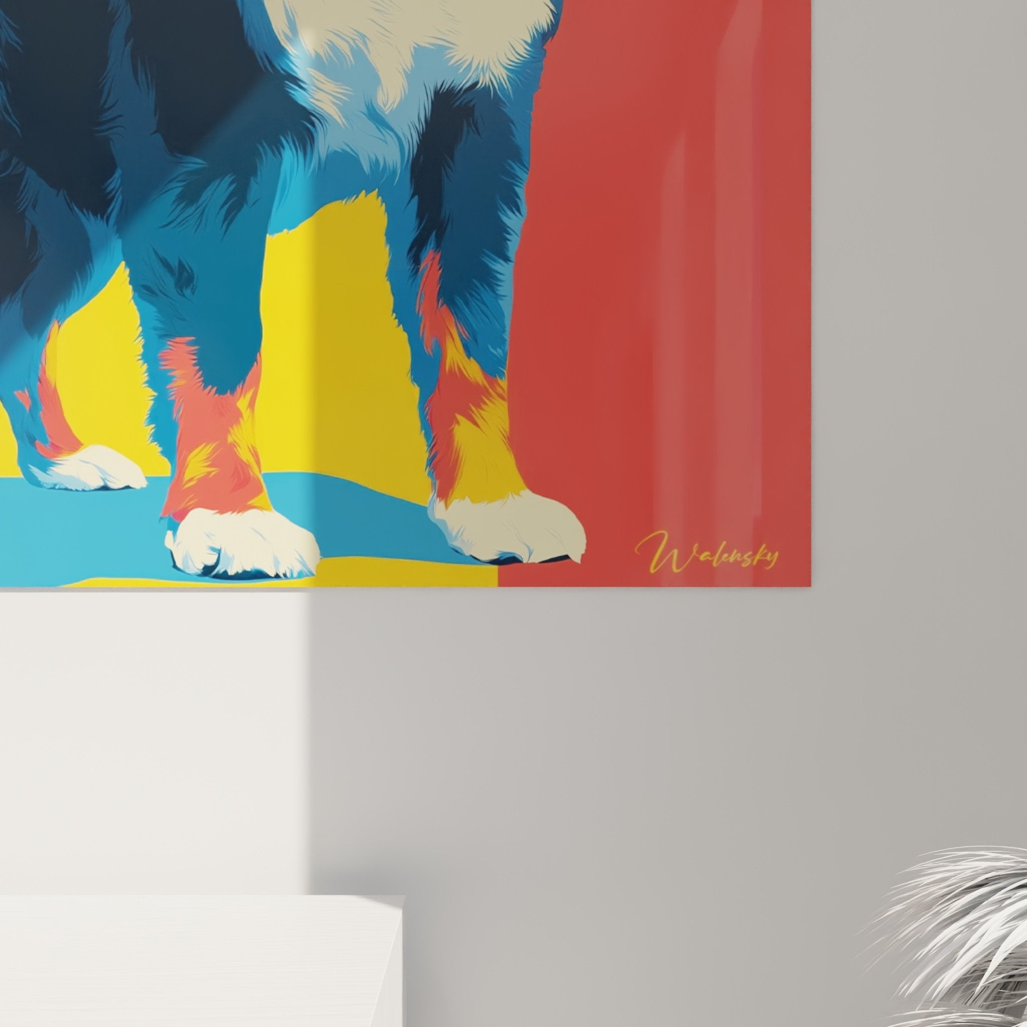 Bernese Mountain Dog geometric three-color wall art modern interior decoration artwork overview