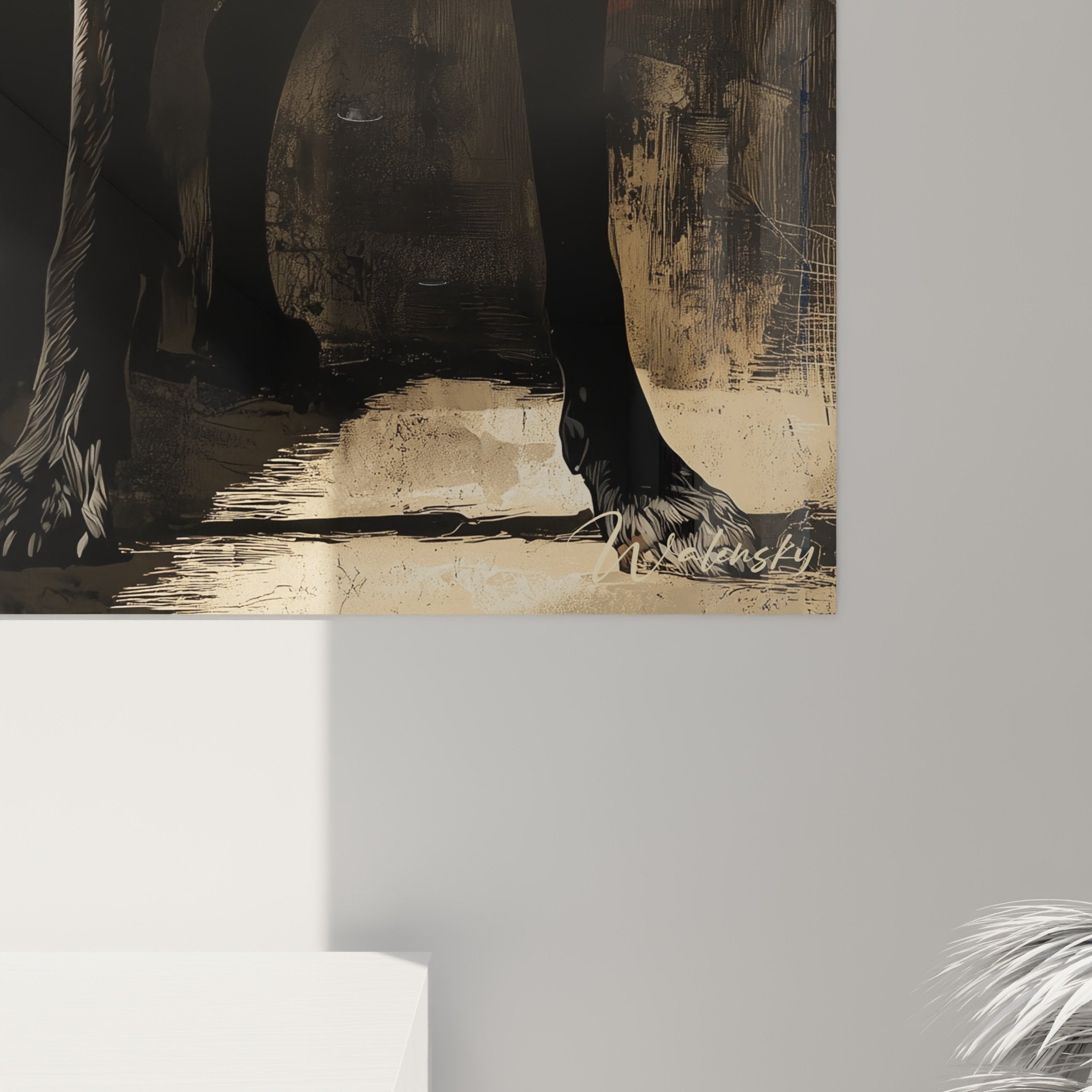 Vue ensemble tableau Braque Allemand profil noble, art mural decoration interieur raffinee