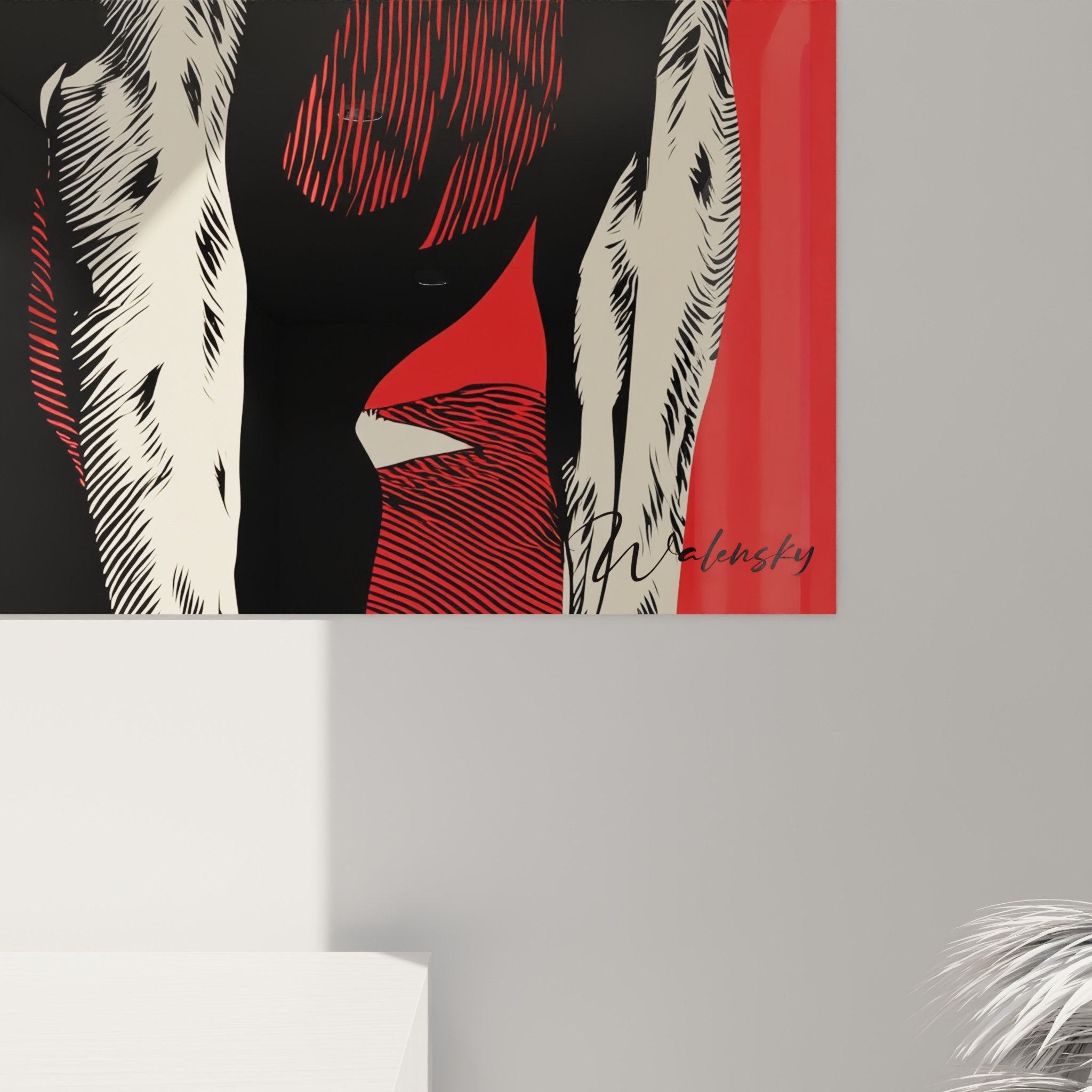 Vue ensemble tableau Braque Allemand rouge éclatant décoration murale art moderne portrait chien