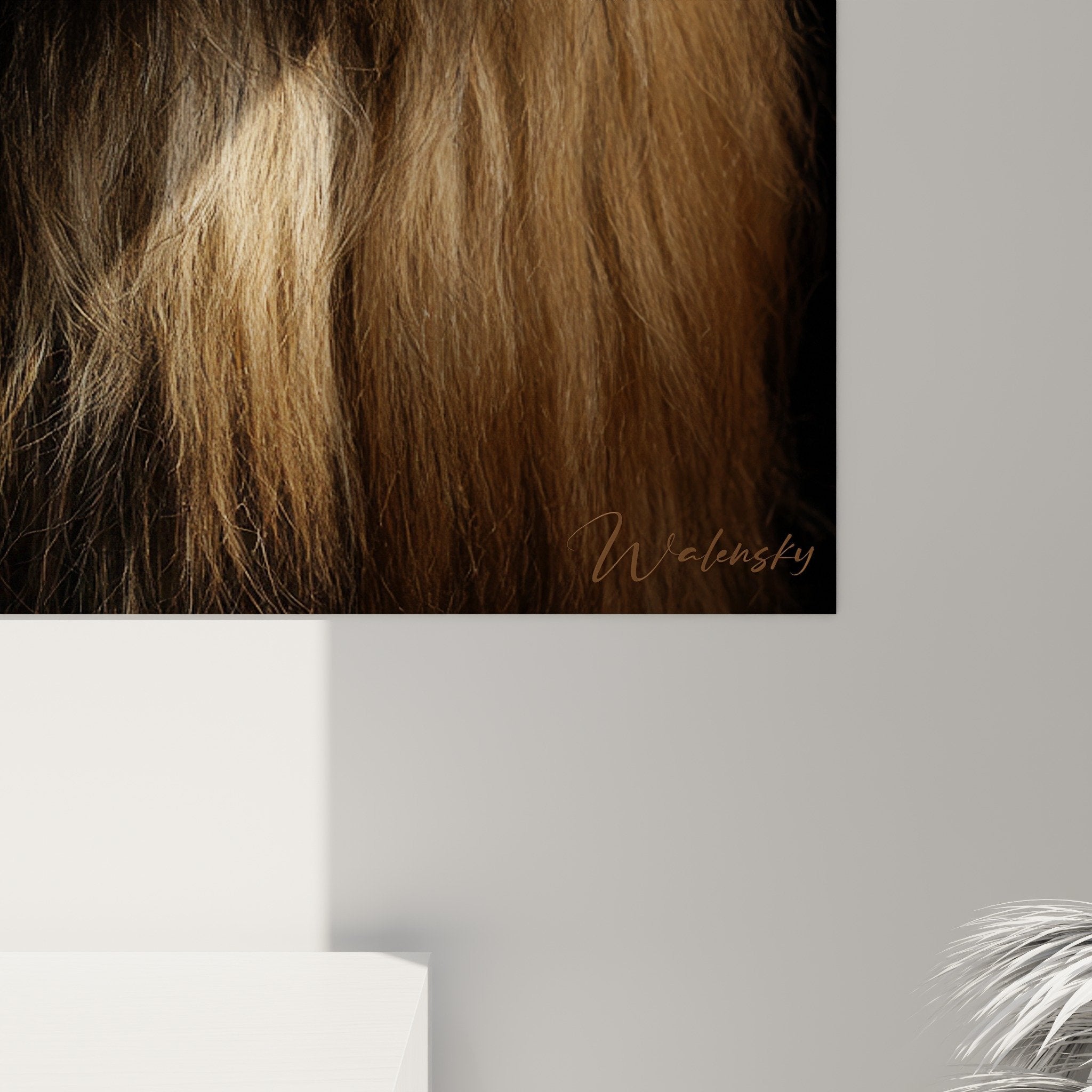 Vue ensemble tableau briard poils longs dores composition portrait canin decoration