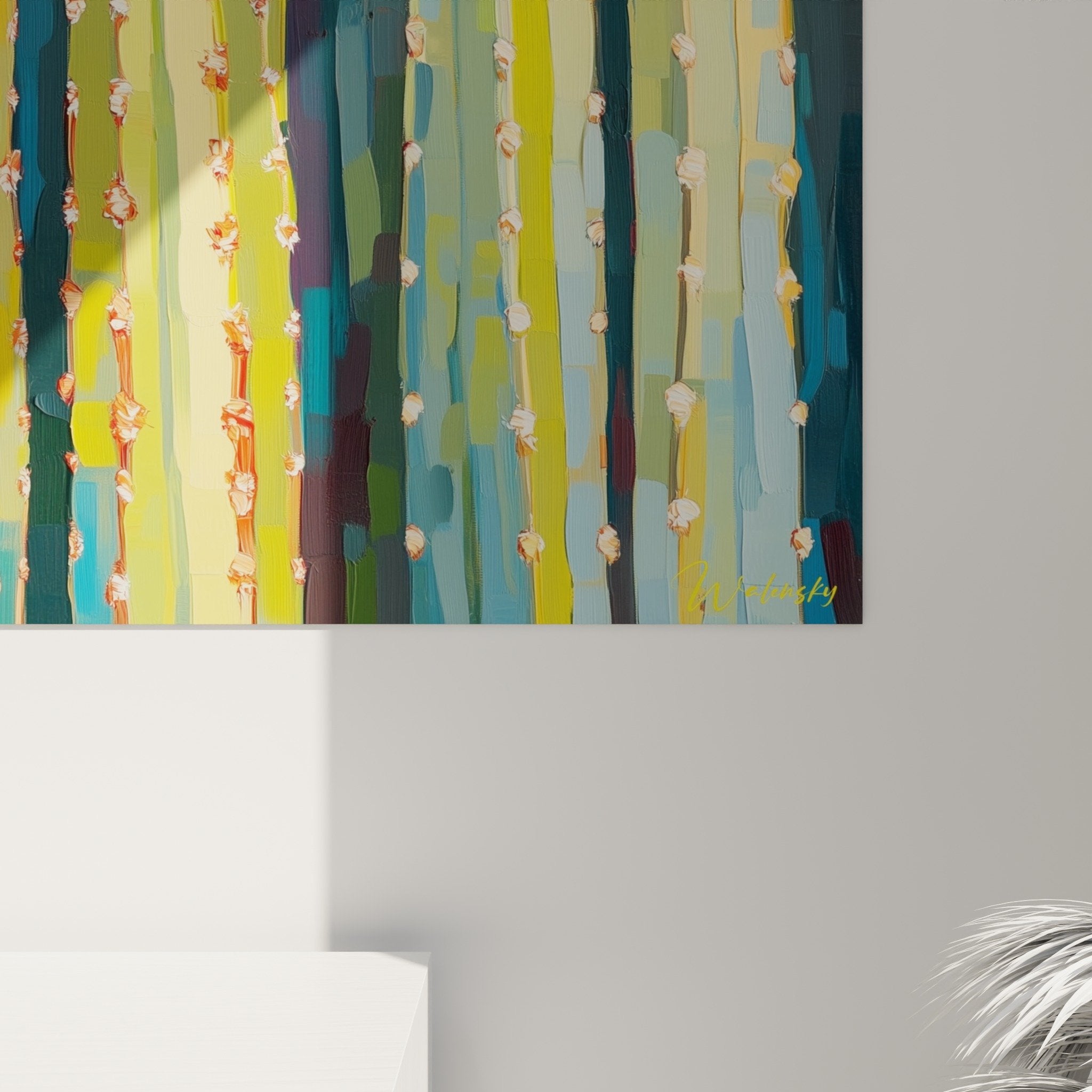 Vue ensemble tableau cactus desert cubiste decoration interieur moderne salon