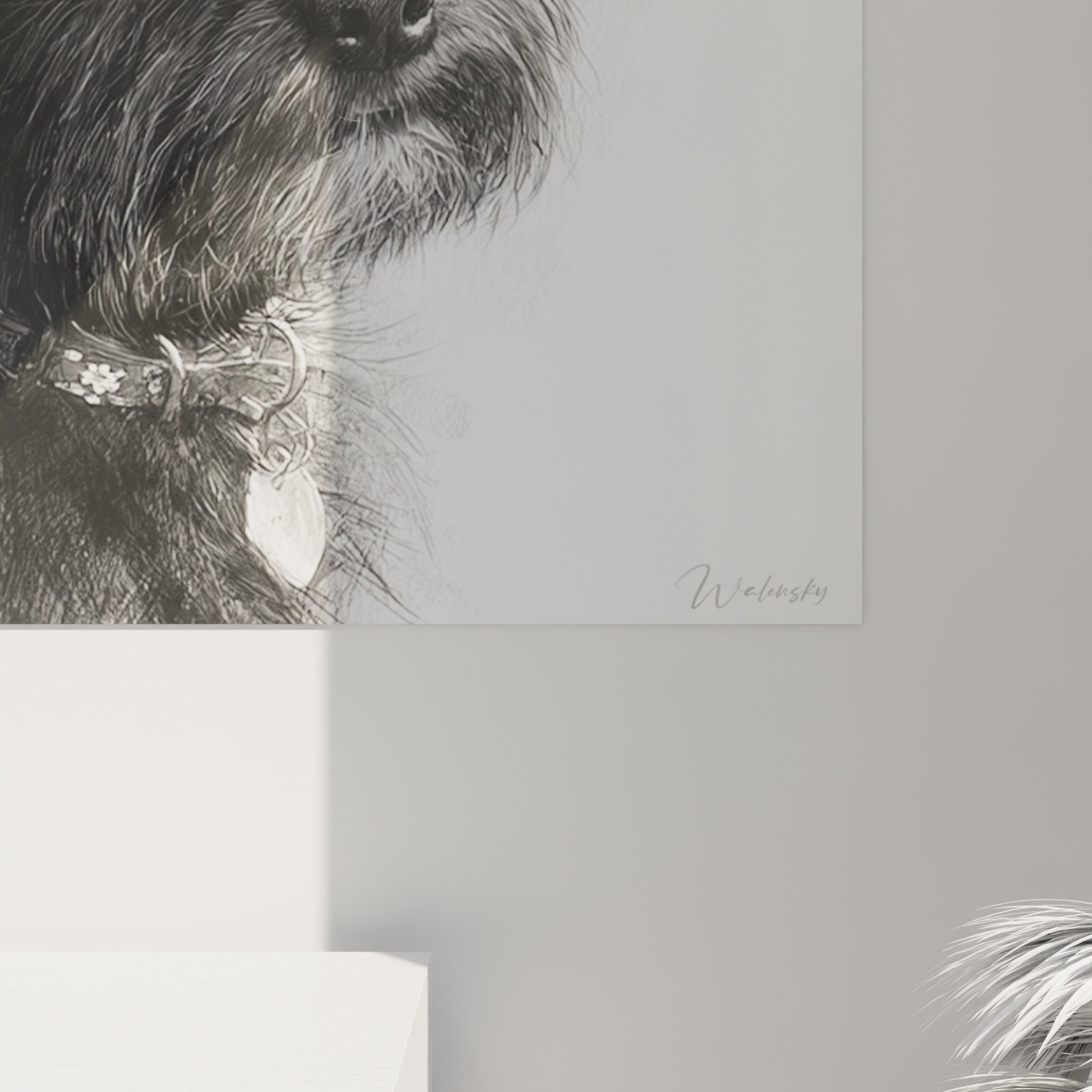Gesamtansicht Cairn Terrier Porträt Gemälde Hundekunst moderne minimalistische Inneneinrichtung
