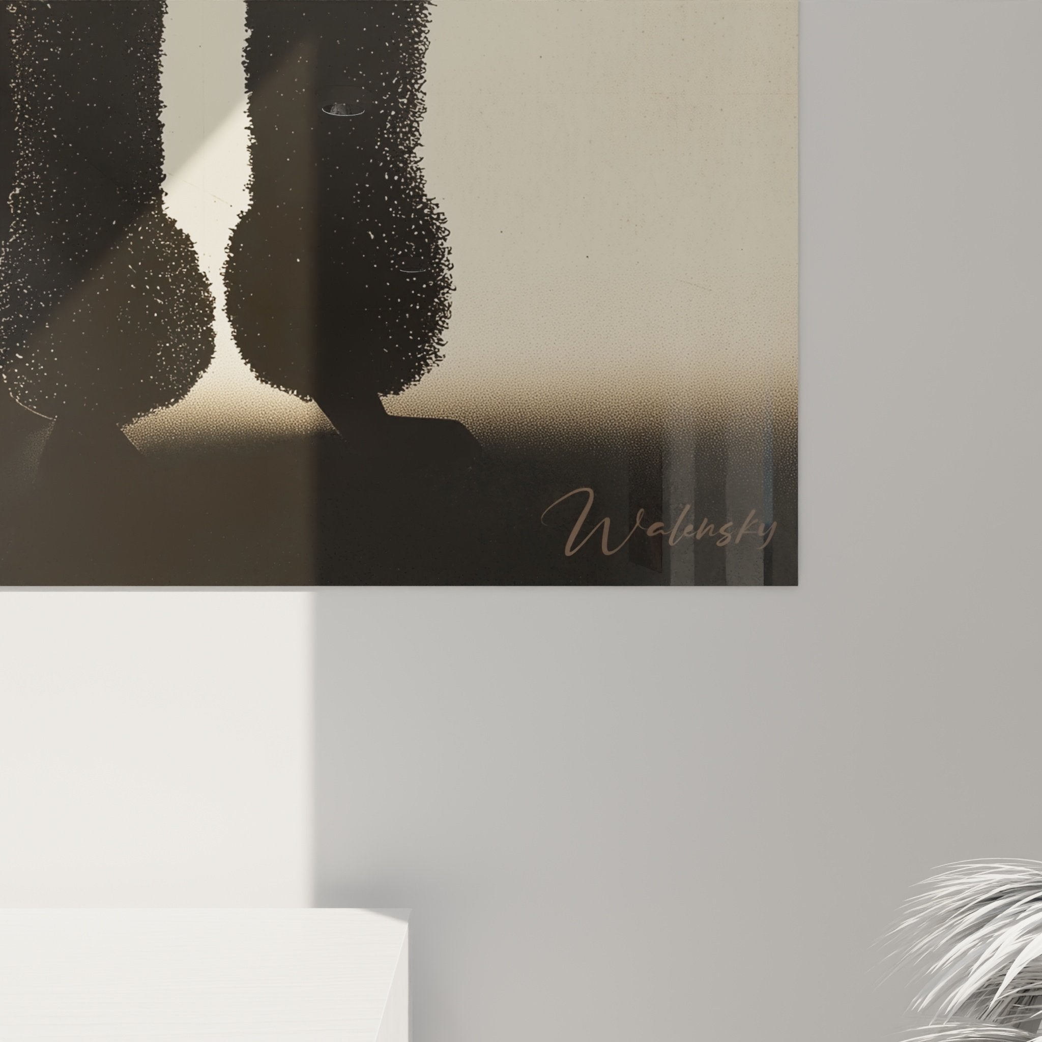 Vue ensemble tableau caniche noir silhouette décoration murale style contemporain épuré