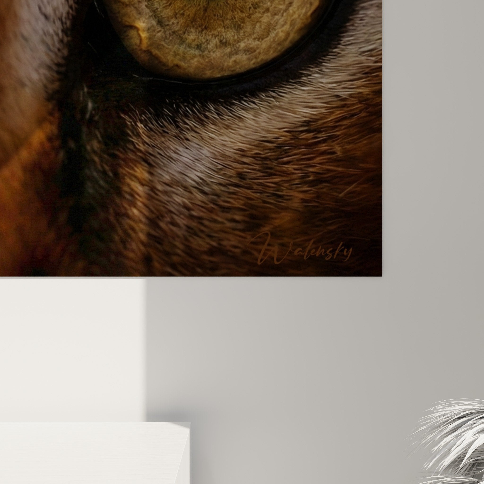 Gesamtansicht Caracal Gemälde intensiver Blick moderne Inneneinrichtung Wanddekoration