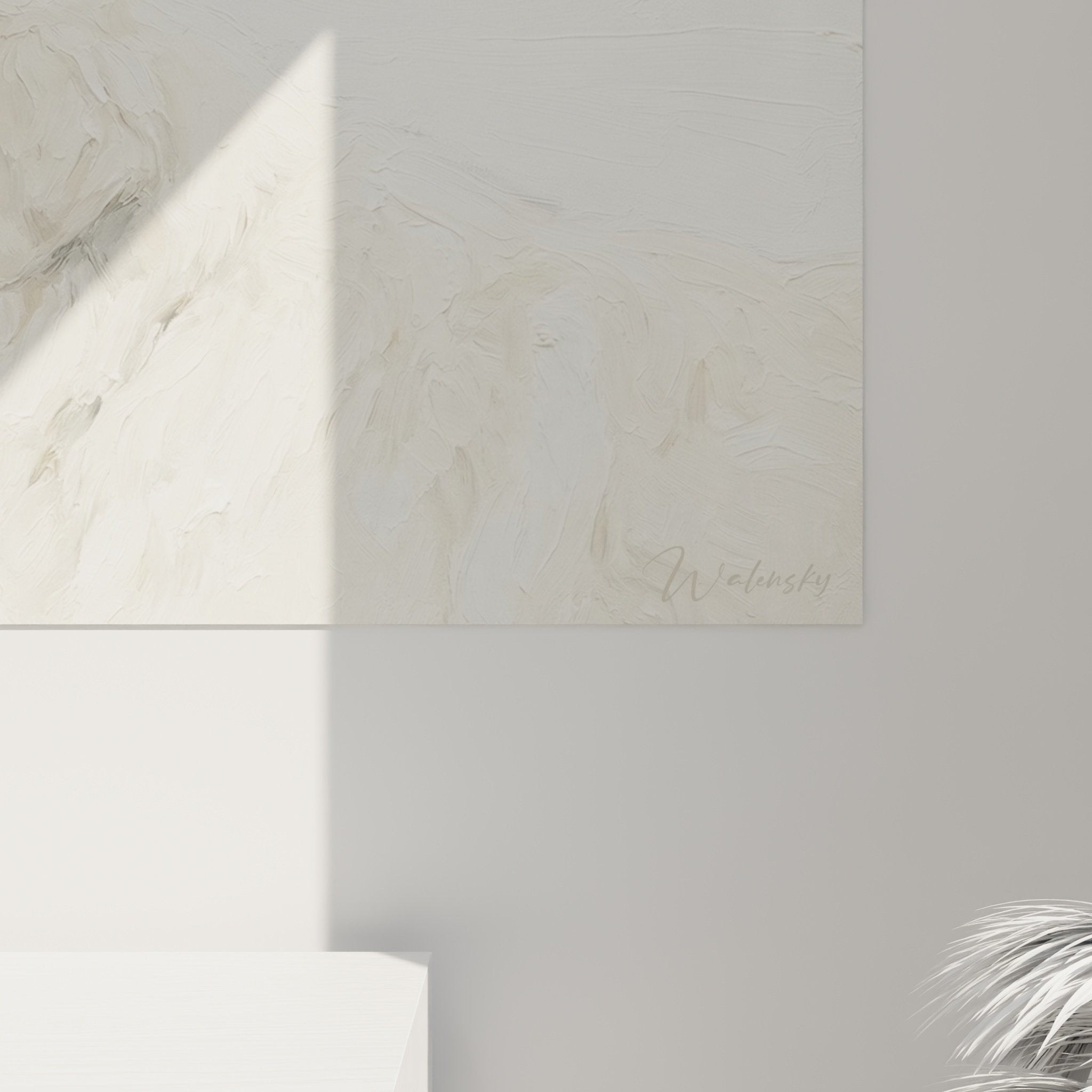 Vue ensemble tableau chiens blancs Leonberg format panoramique decoration