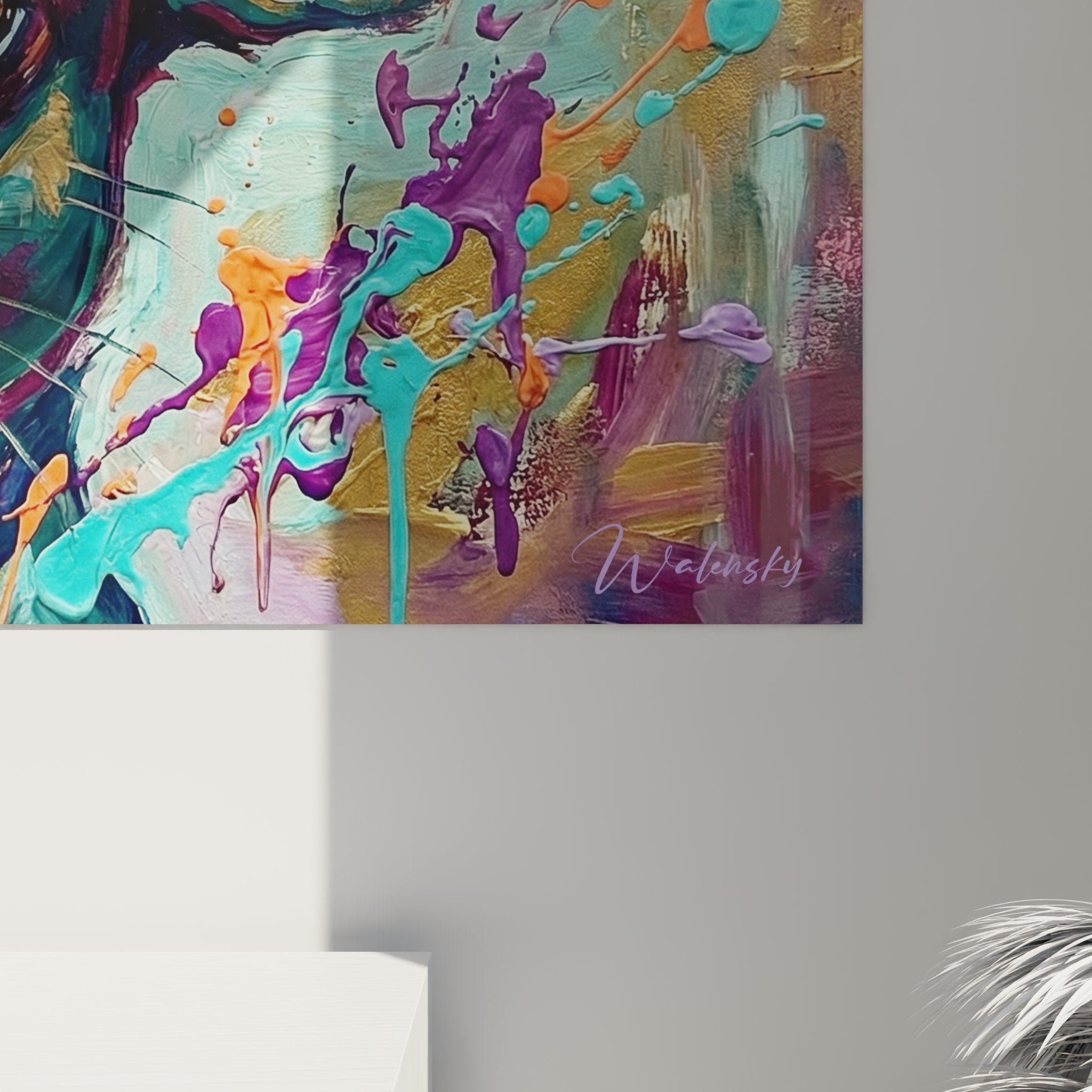 Gesamtansicht Chihuahua expressionistisches Gemälde lebendige Farben moderne künstlerische Inneneinrichtung