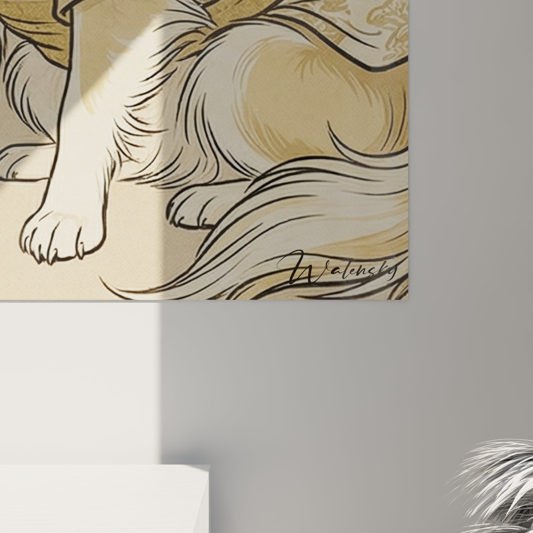 Vue ensemble tableau chihuahua art japonisant decoration interieur moderne