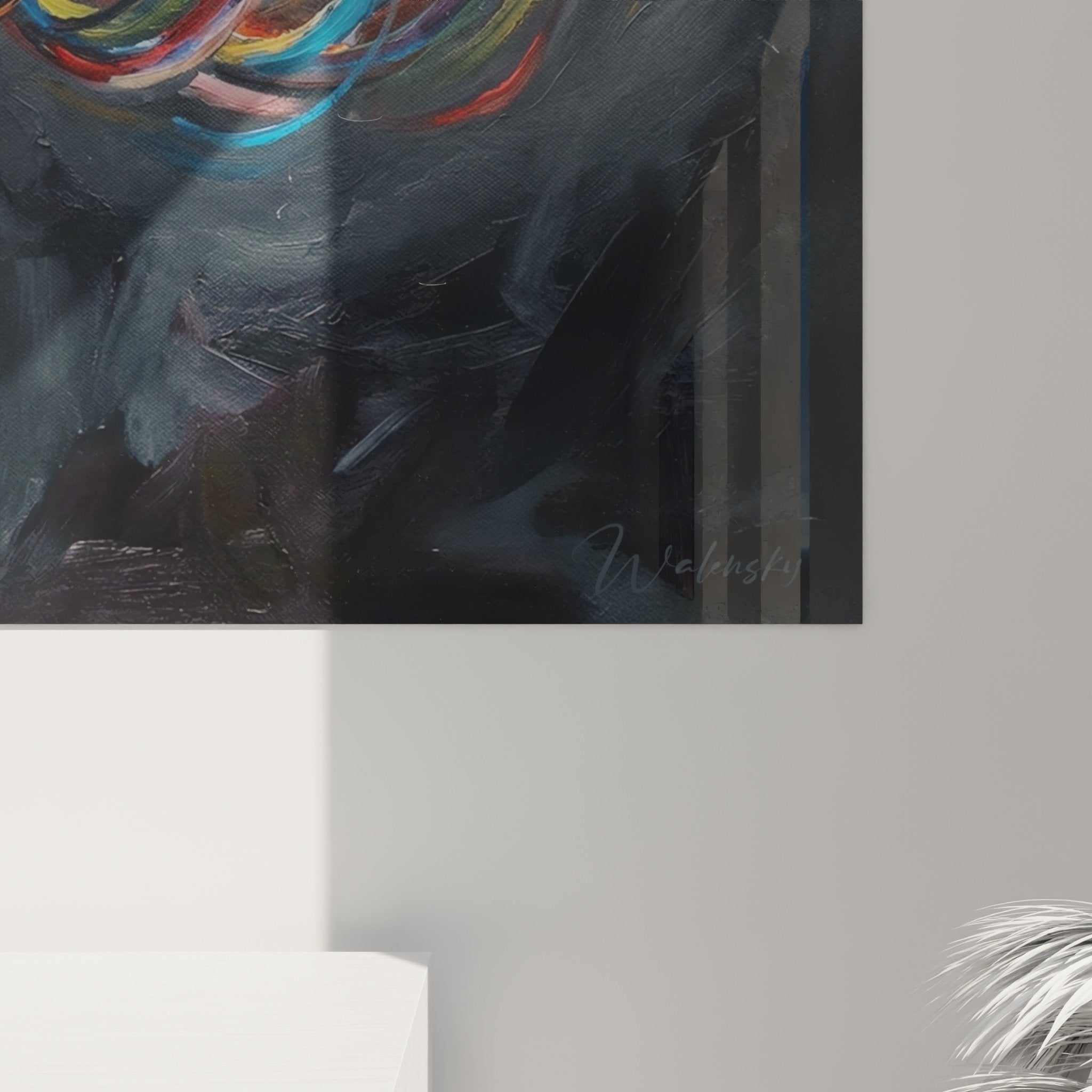 Vue ensemble tableau cocker souffle colore decoration murale art canin moderne