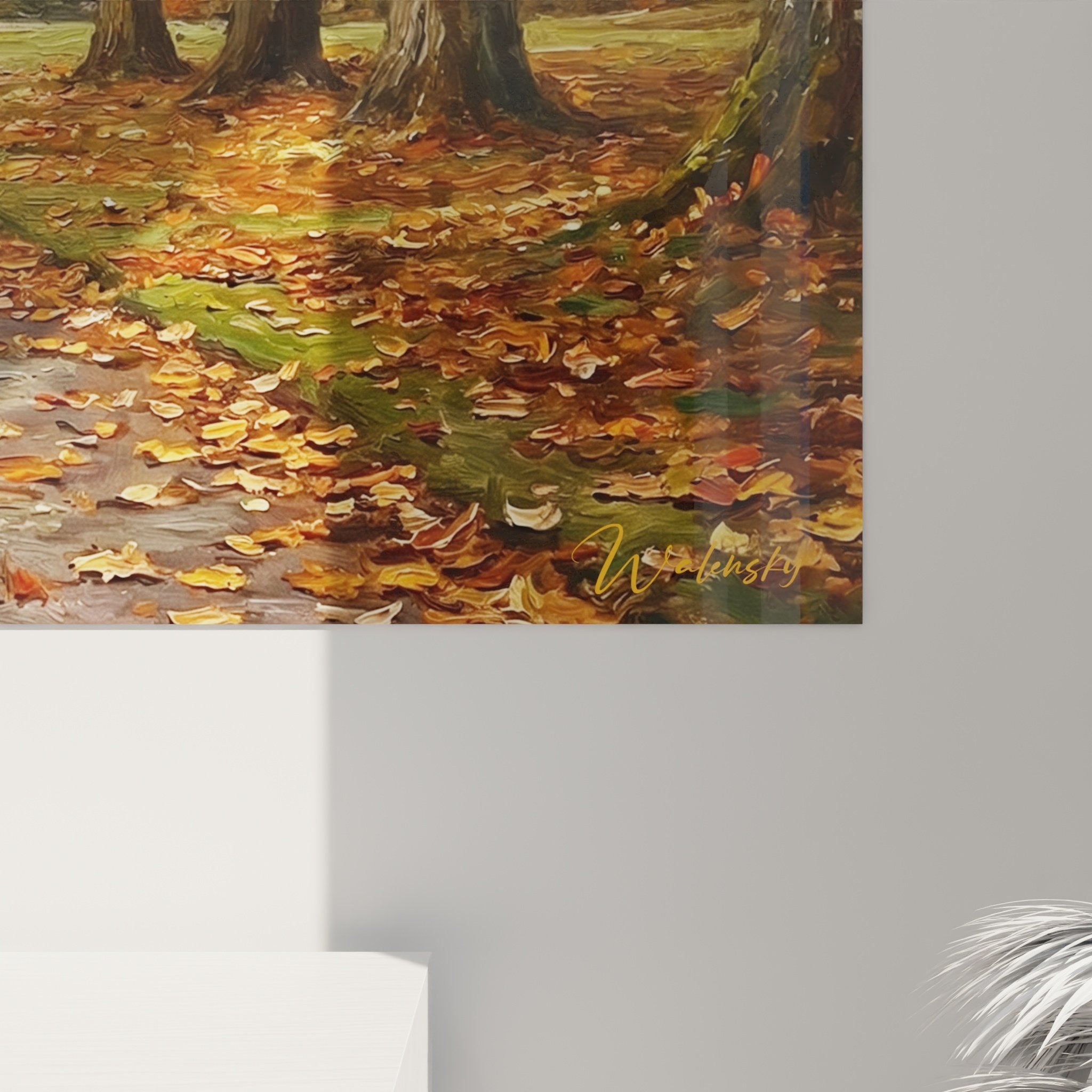 Vue ensemble tableau Collie paysage automne chateau gothique decoration interieure murale