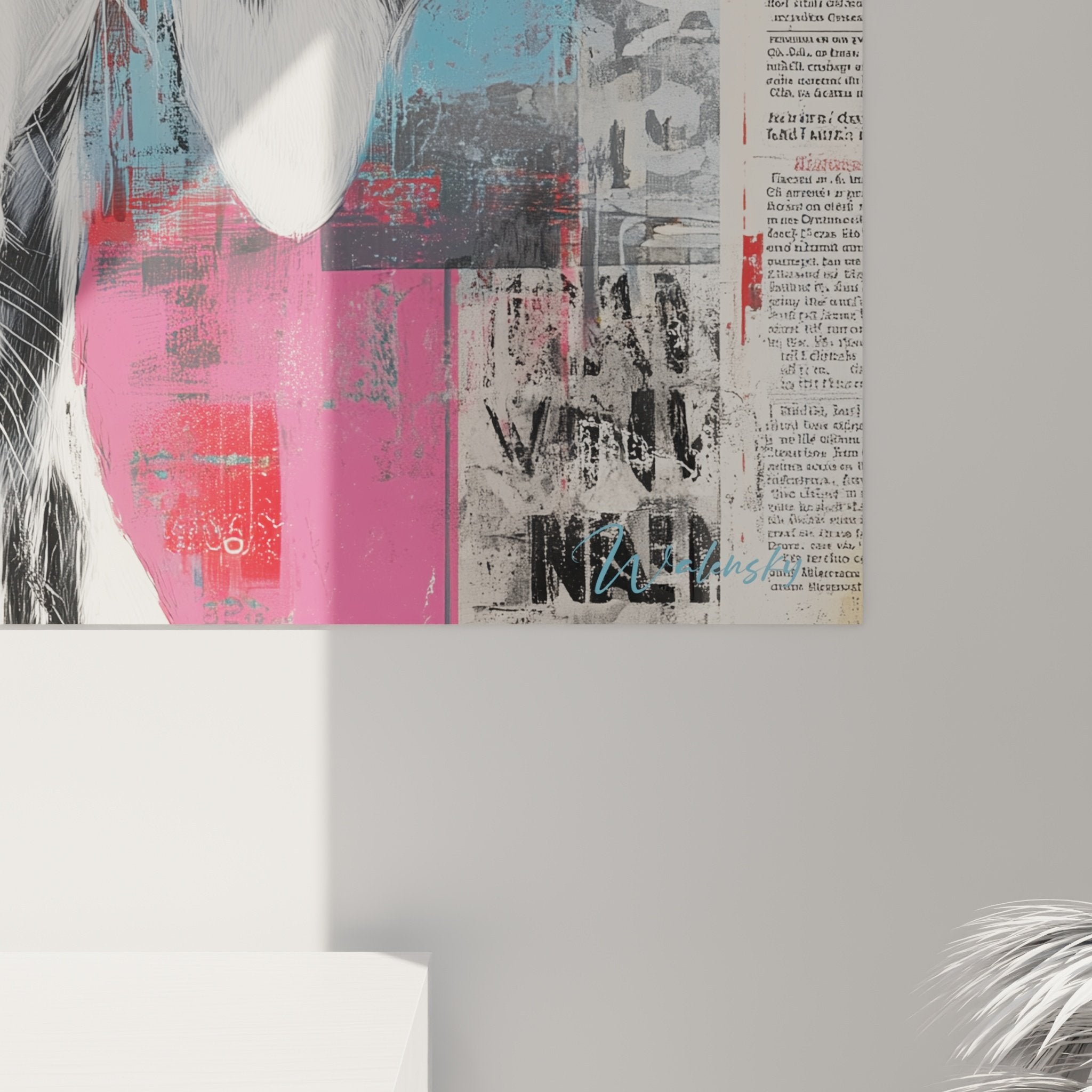 Gesamtansicht Dalmatiner-Gemälde zeitgenössische Kunst bunter abstrakter Hintergrund moderne Komposition Hundeportrait