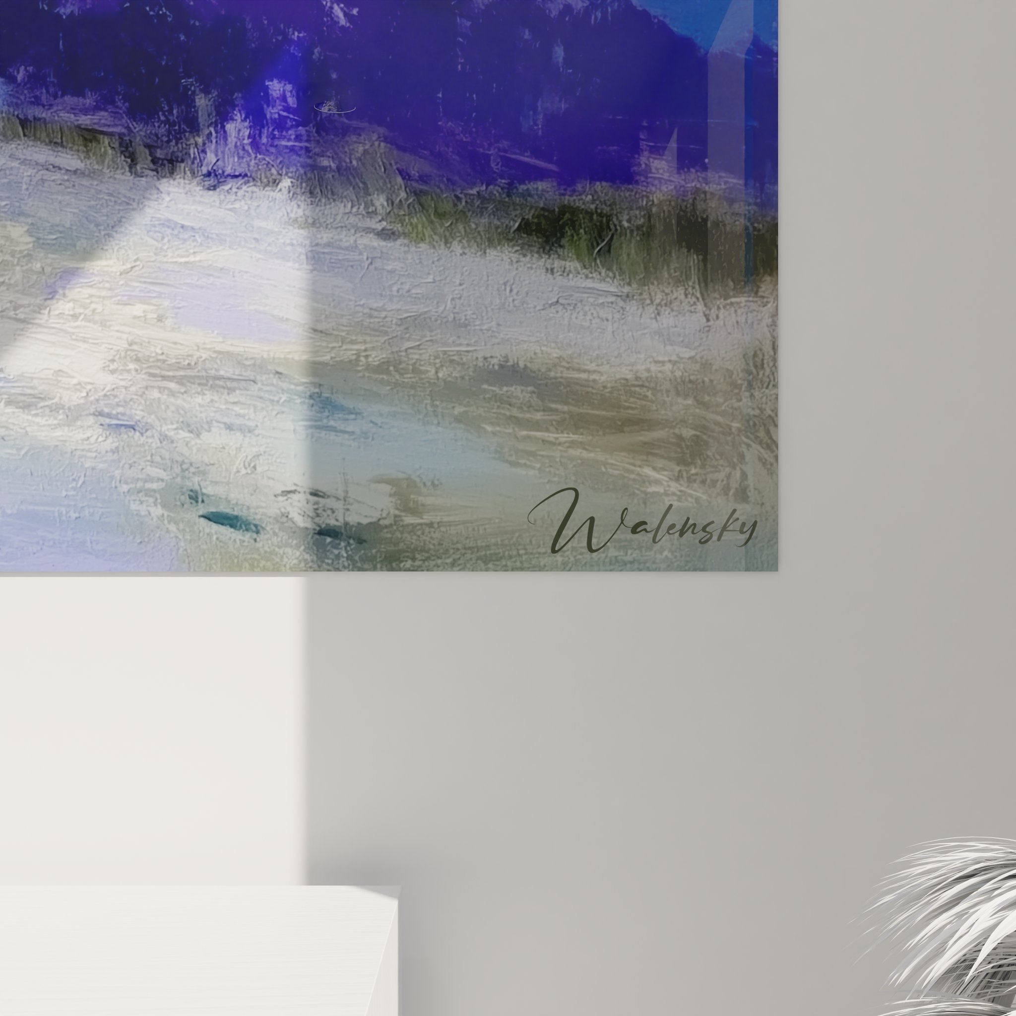 Vue ensemble tableau décoratif montagne paysage alpin sommet neige violet