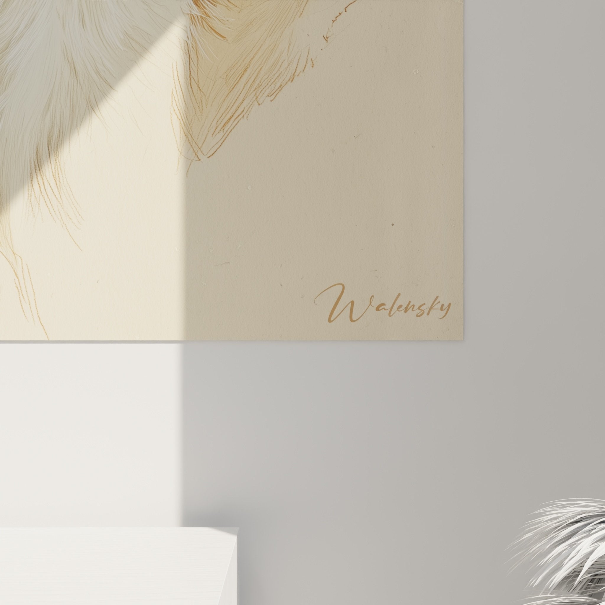 vue ensemble tableau epagneul breton mur decoration interieur portrait chien artistique