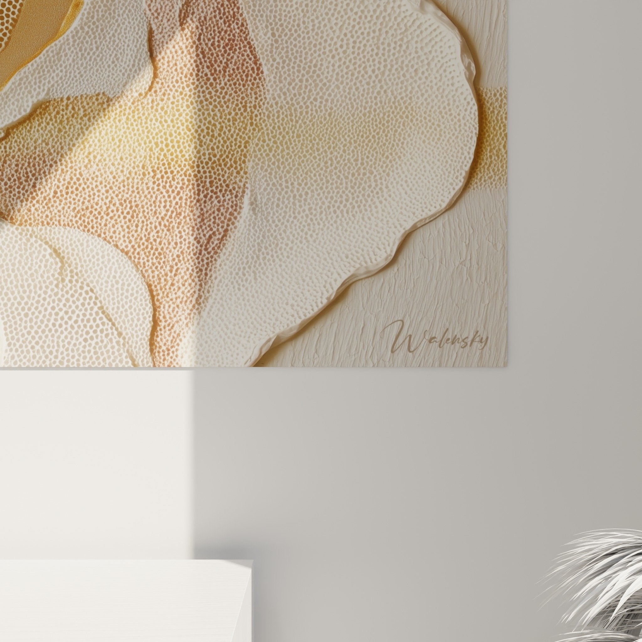 Overview feng shui wall art earth center organic beige shapes mural decoration