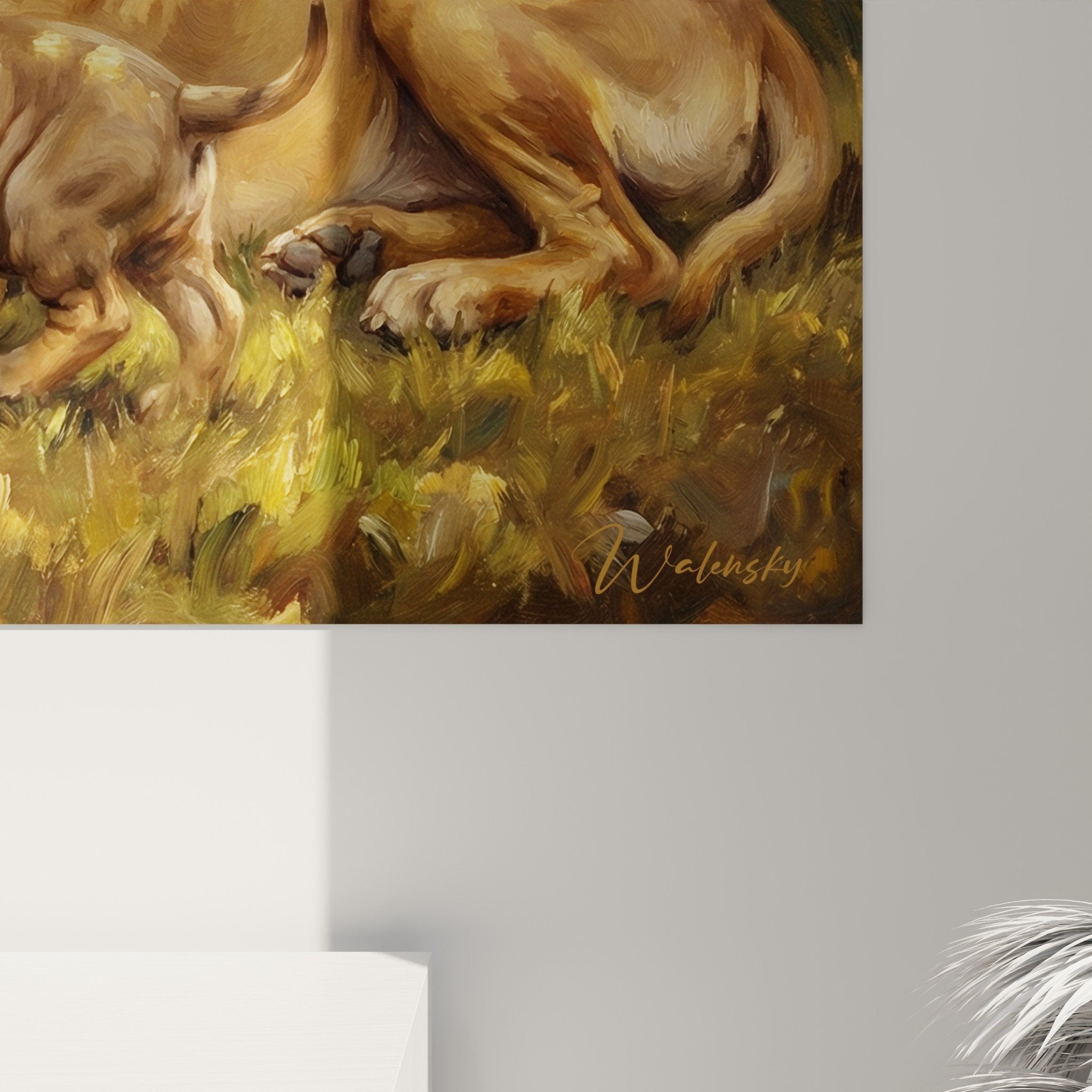 Vue ensemble tableau fila brasileiro decoration murale art canin