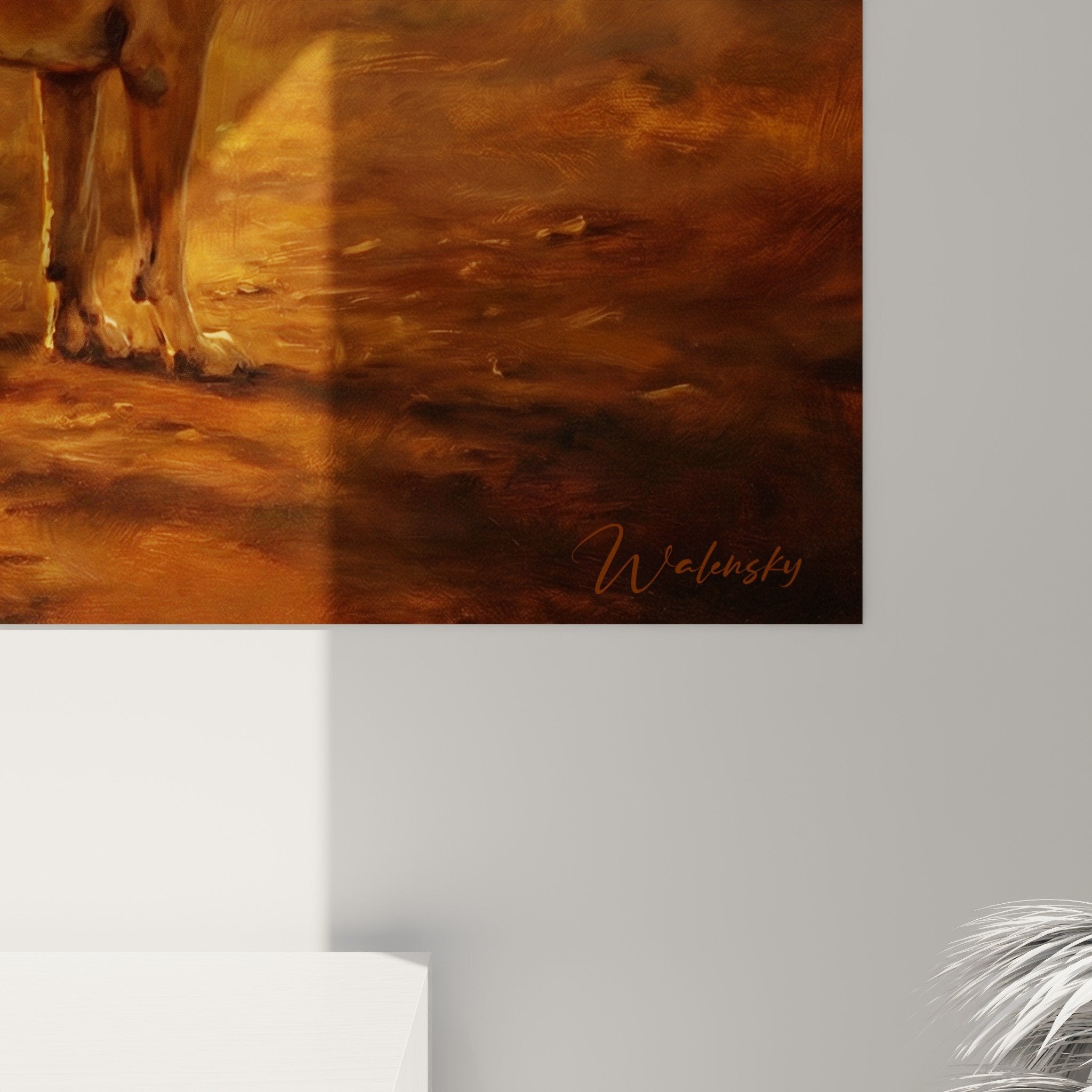 Vue ensemble tableau Fila Brasileiro gardiens couchant scène pastorale art mural