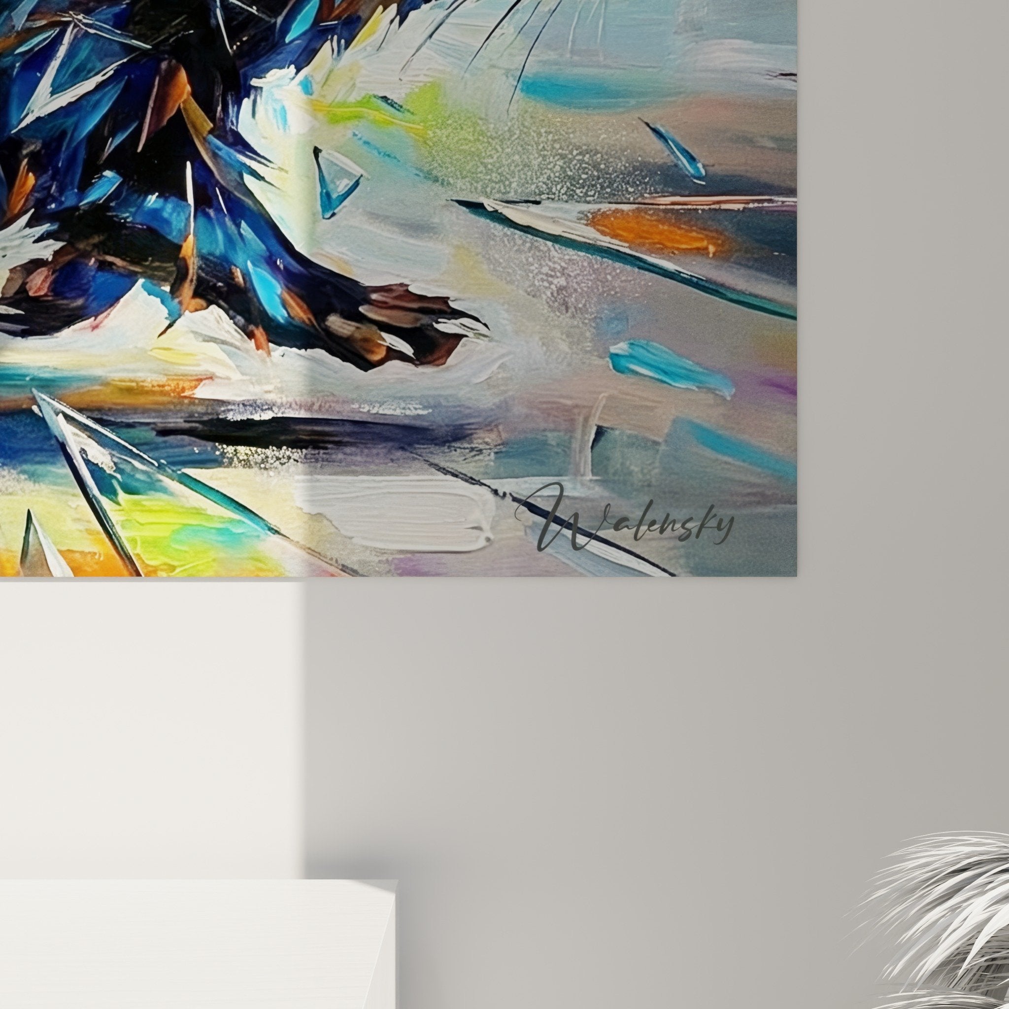 Gesamtansicht Frettchen-Gemälde Farbenexplosion urbaner Graffiti-Stil zeitgenössische Wanddekoration