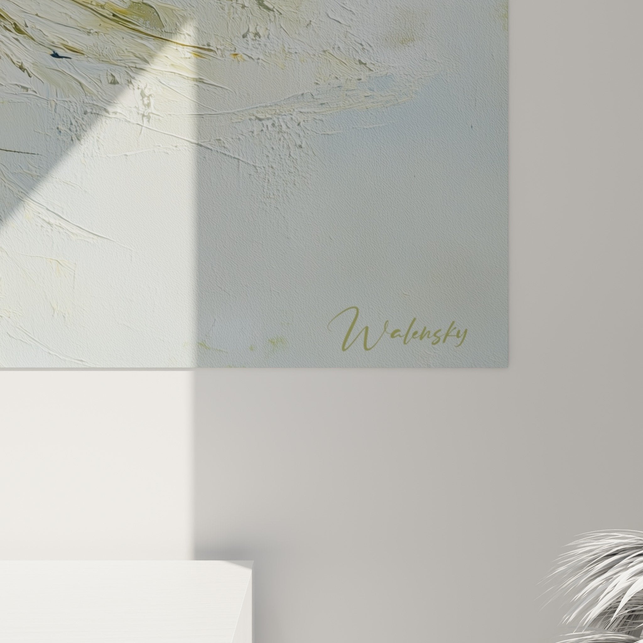 Abstract grass artwork in modern living room interior elegant wall decoration