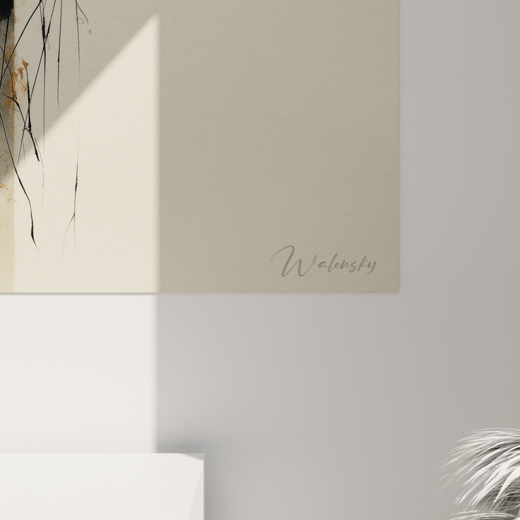 Gesamtansicht minimalistische Gräser-Gemälde Aquarell natürliche Inneneinrichtung