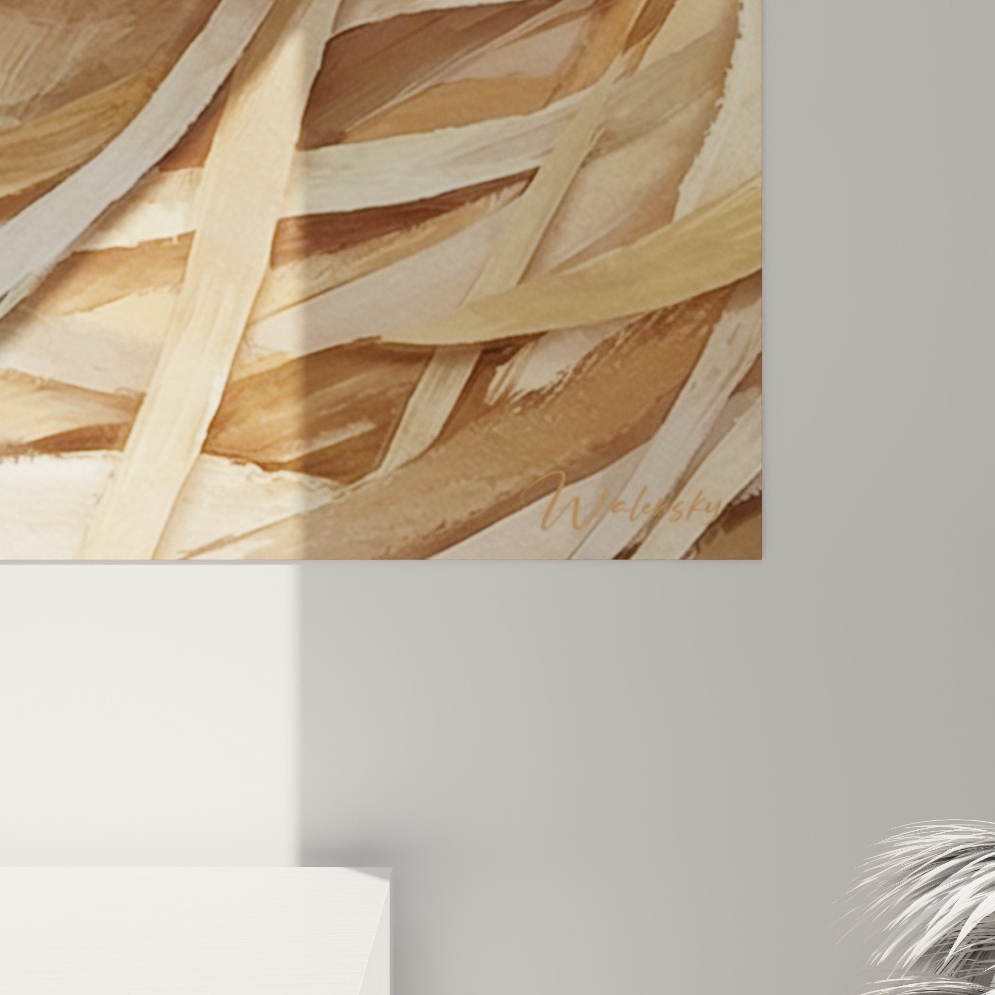 Gesamtansicht Hamster-Kunstdruck Nestchen aus Zweigen in natürlichen Beigetönen Wanddekoration Haustier emotional