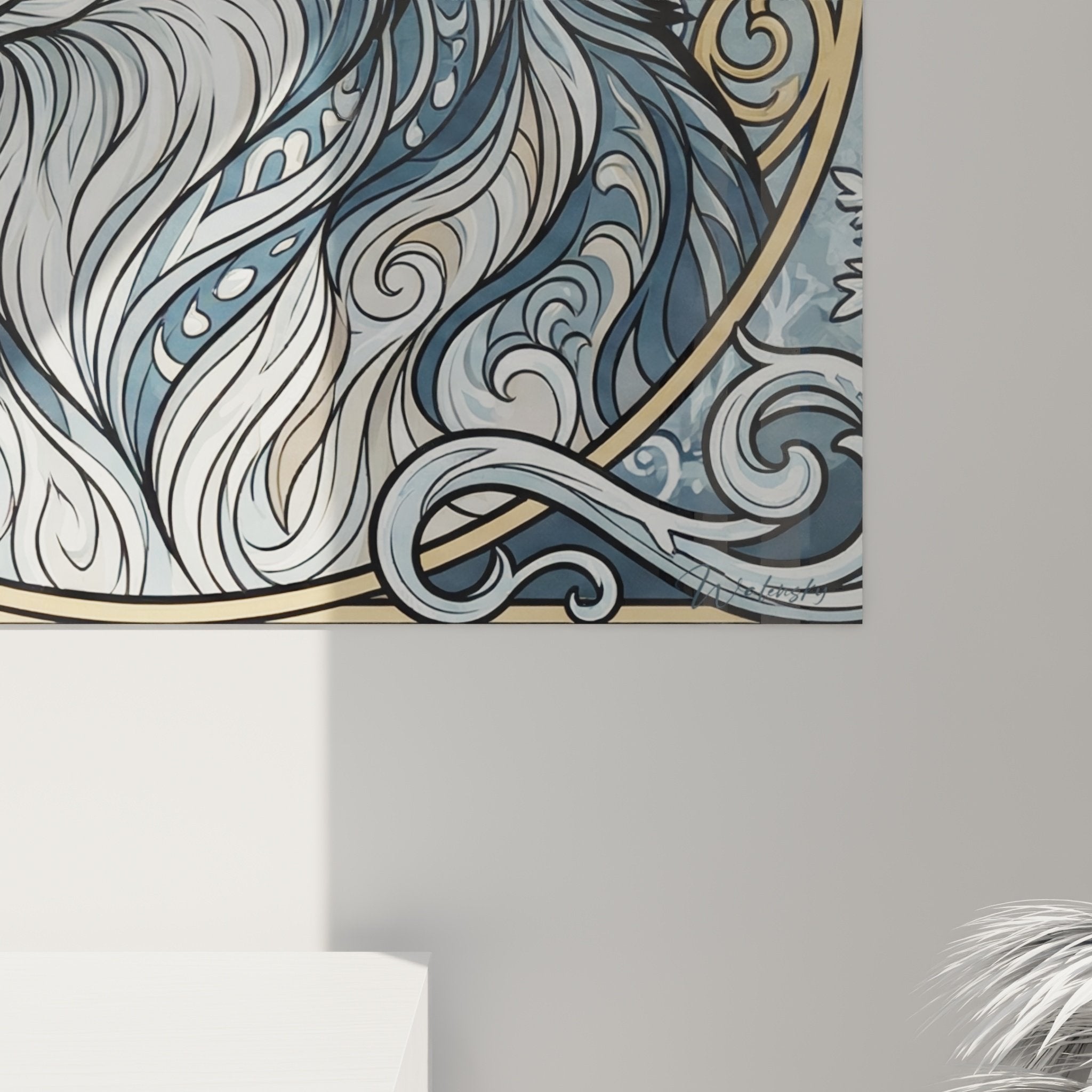 Husky mandala gold wall art ensemble view ornamental canine mural decoration