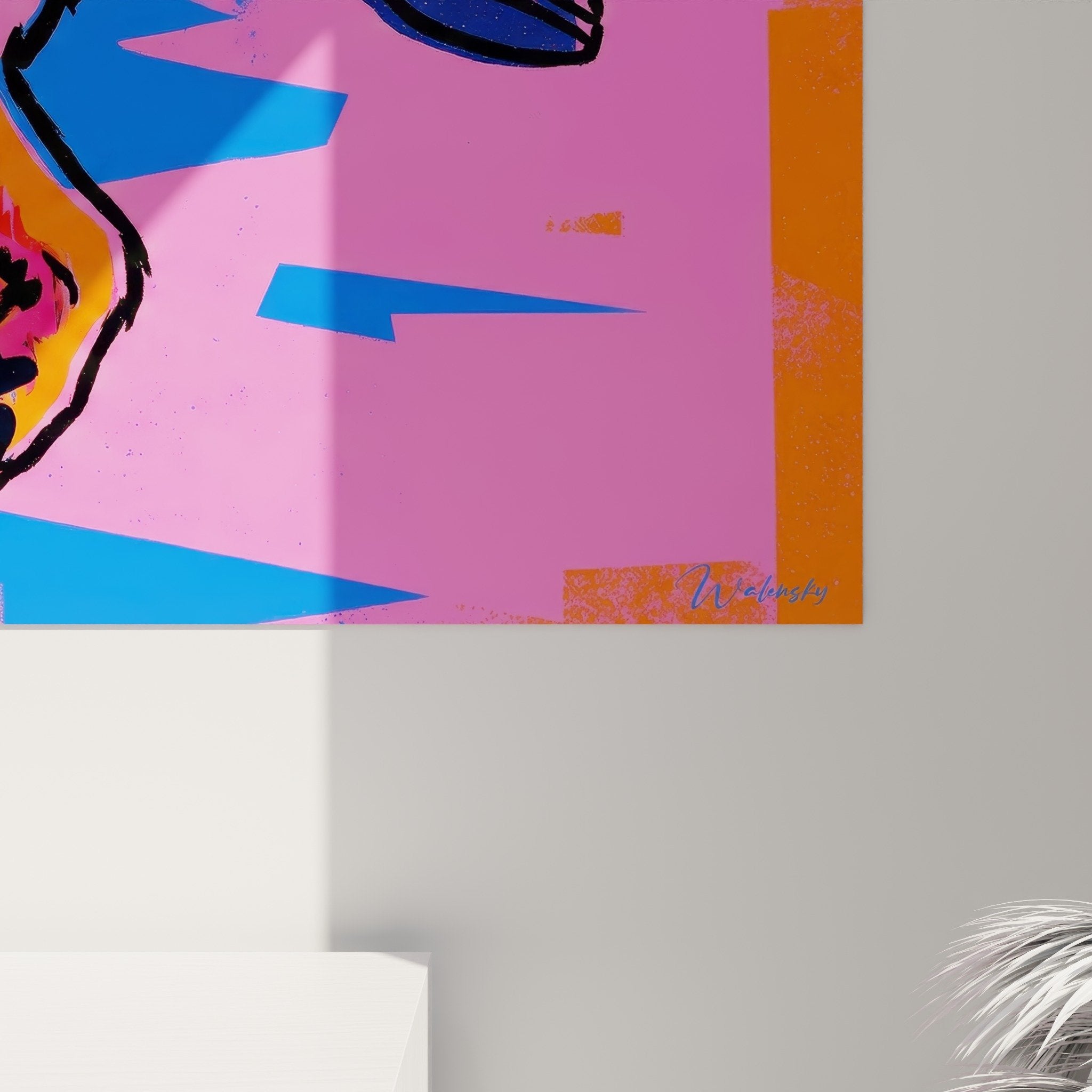 Gesamtansicht Irish Wolfhound Pop-Art-Bild moderne farbenfrohe Inneneinrichtung
