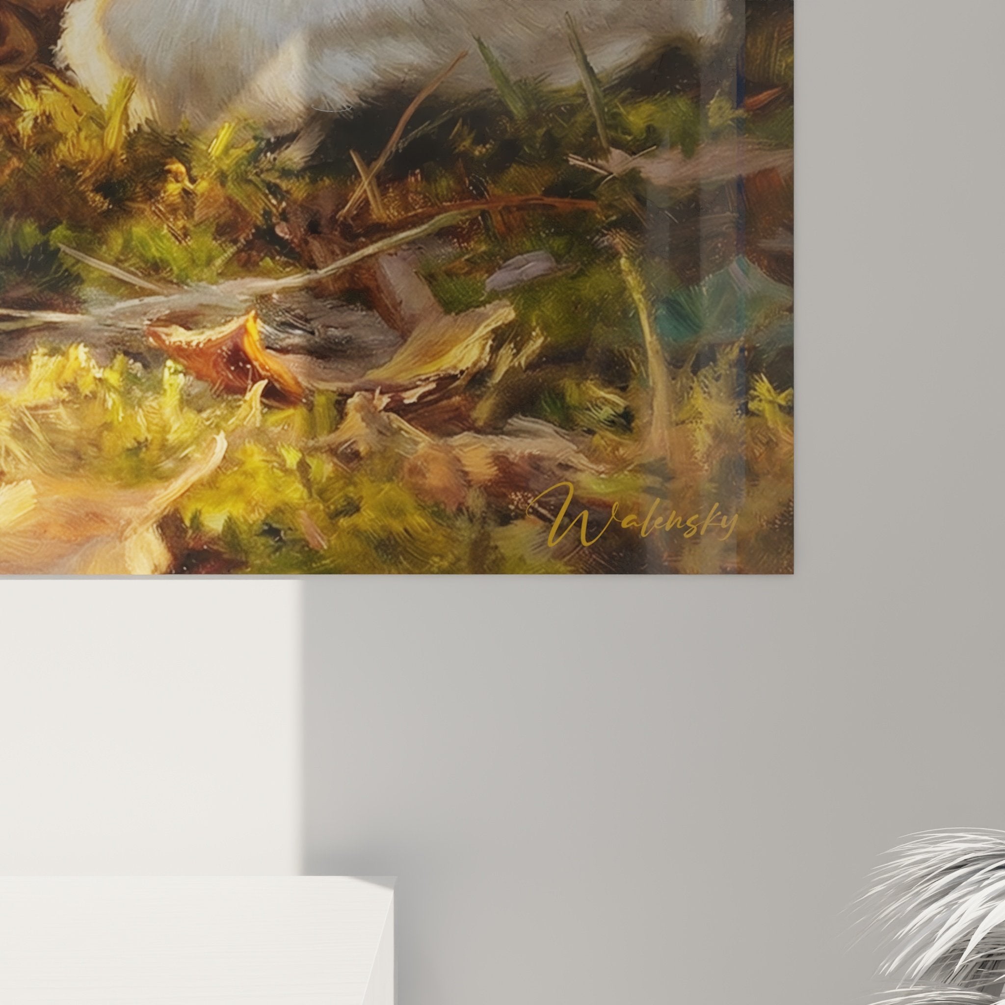 Vue ensemble tableau Jack Russel Terrier exploration nature decoration interieur cosy