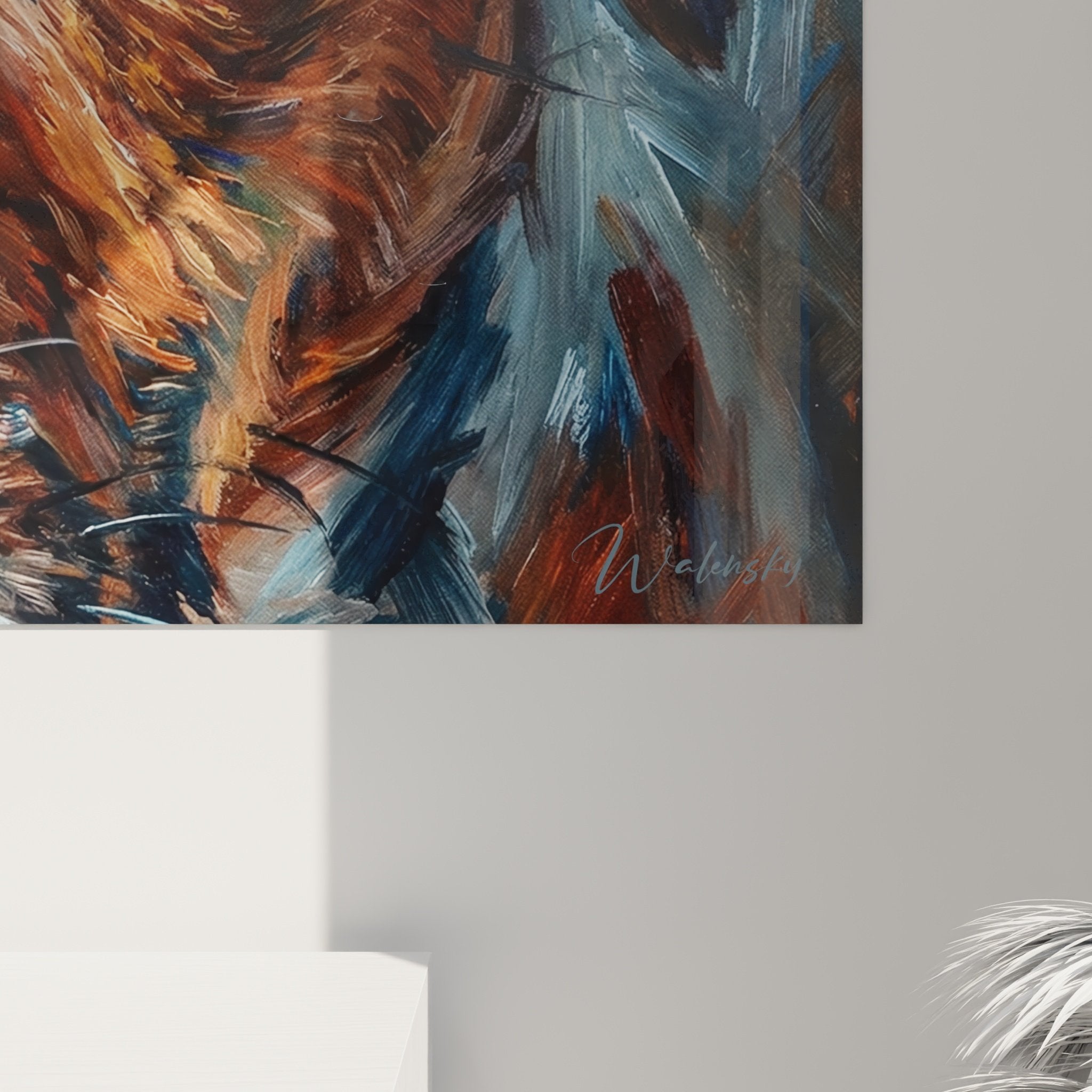 Vue ensemble tableau Jack Russel Terrier portrait artistique divise salon decoration interieure art canin mural