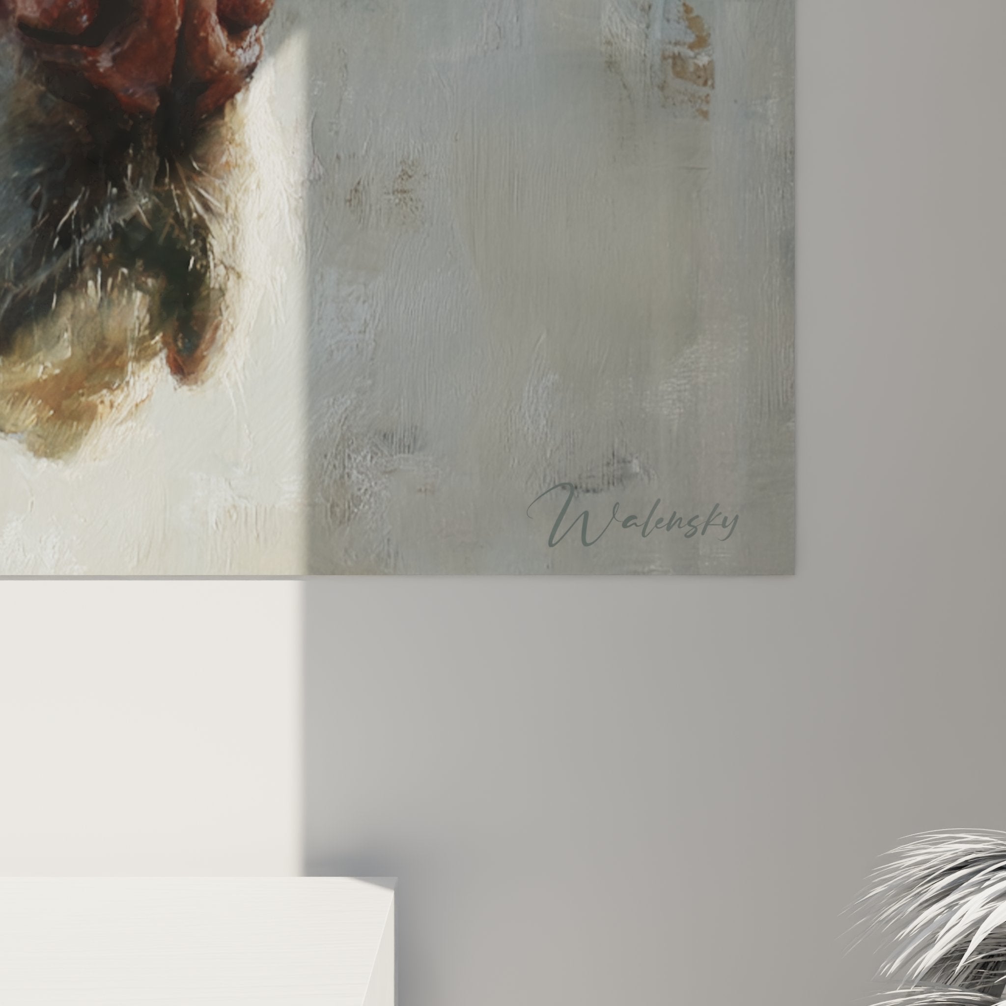 White labrador portrait artistic painting interior decoration modern neutral tones