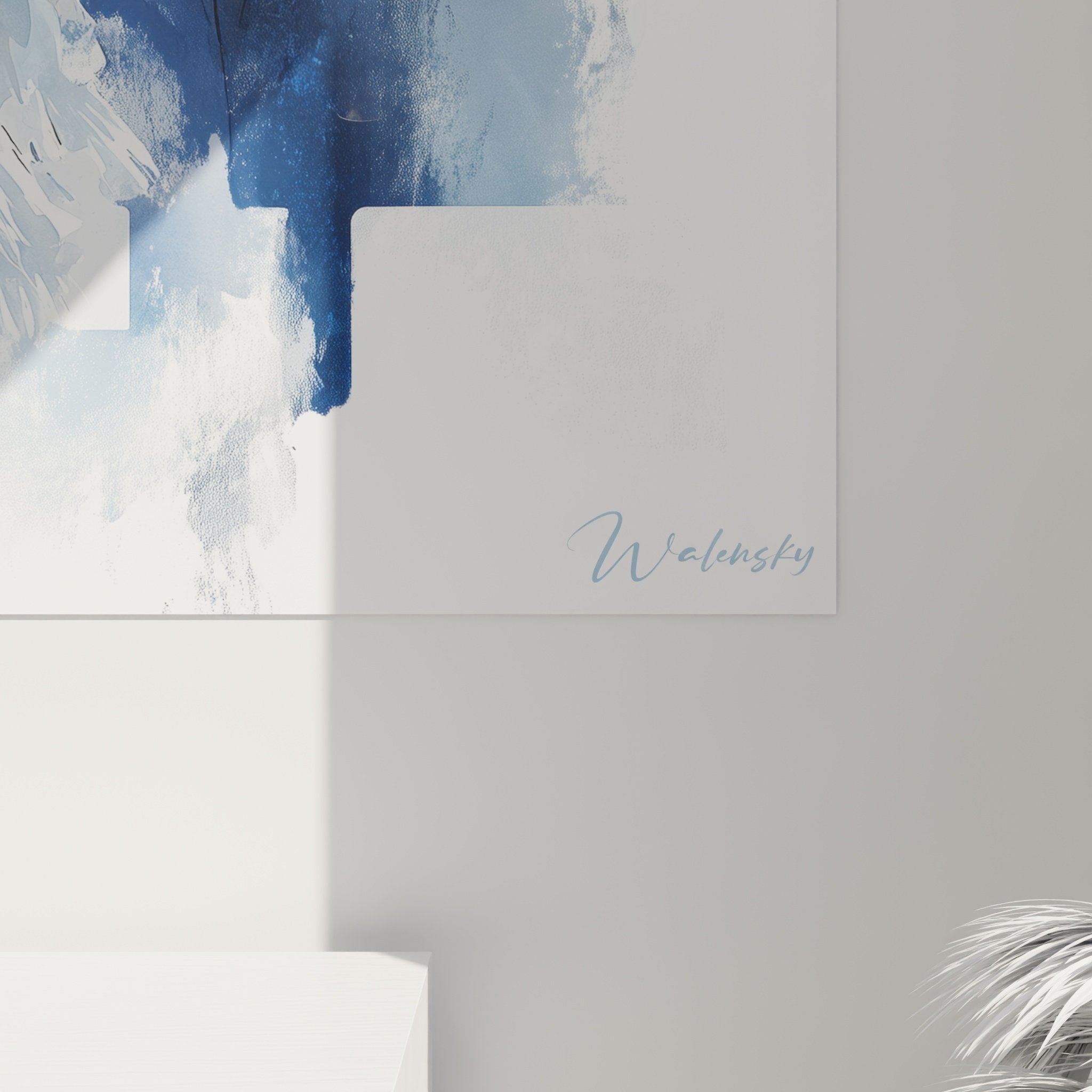 Vue ensemble tableau levrier afghan mural decoration interieur moderne portrait animalier bleu dore