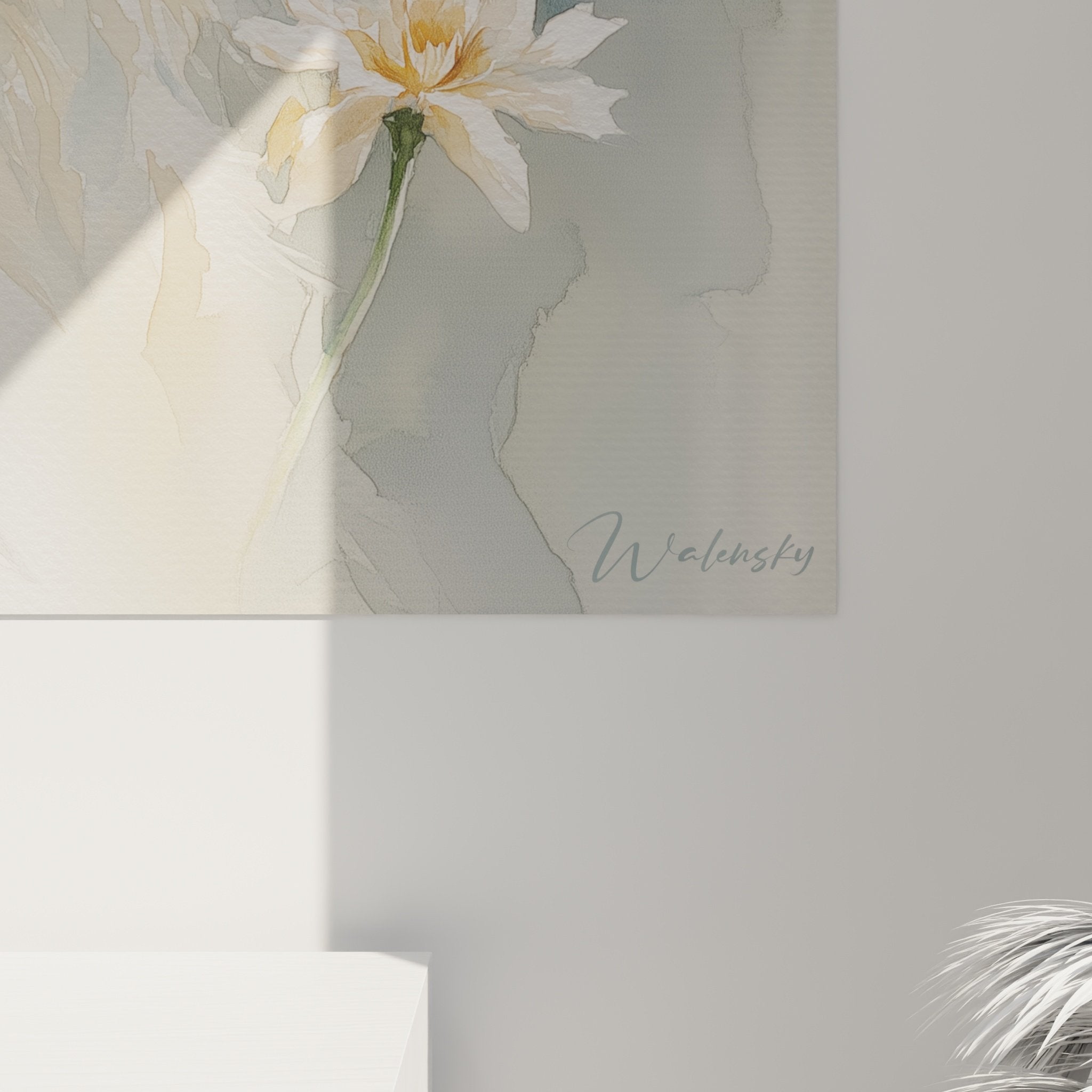 Vue ensemble tableau levrier afghan lotus aquarelle decoration murale elegant