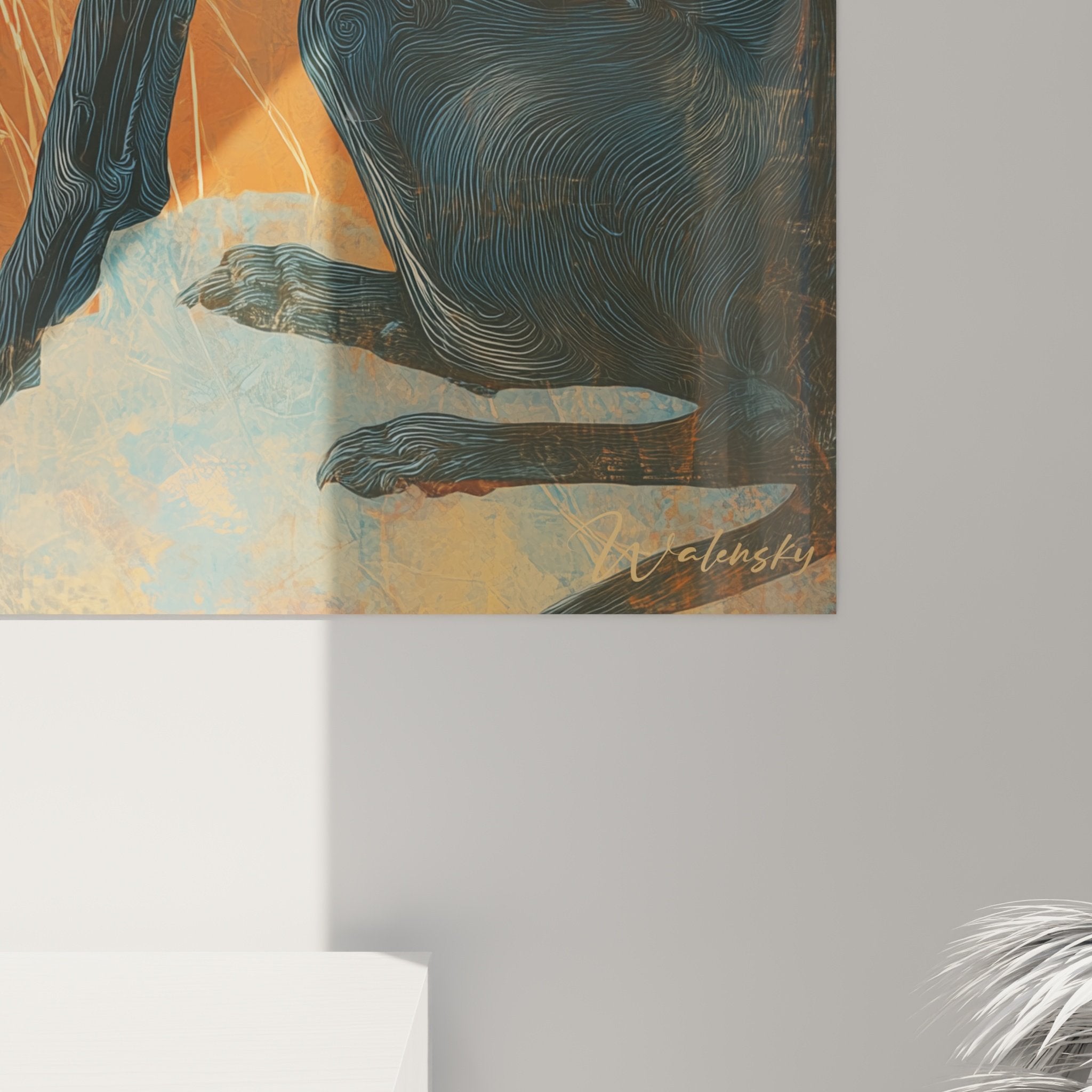 Vue d'ensemble tableau lévrier whippet art mural décoratif style contemporain