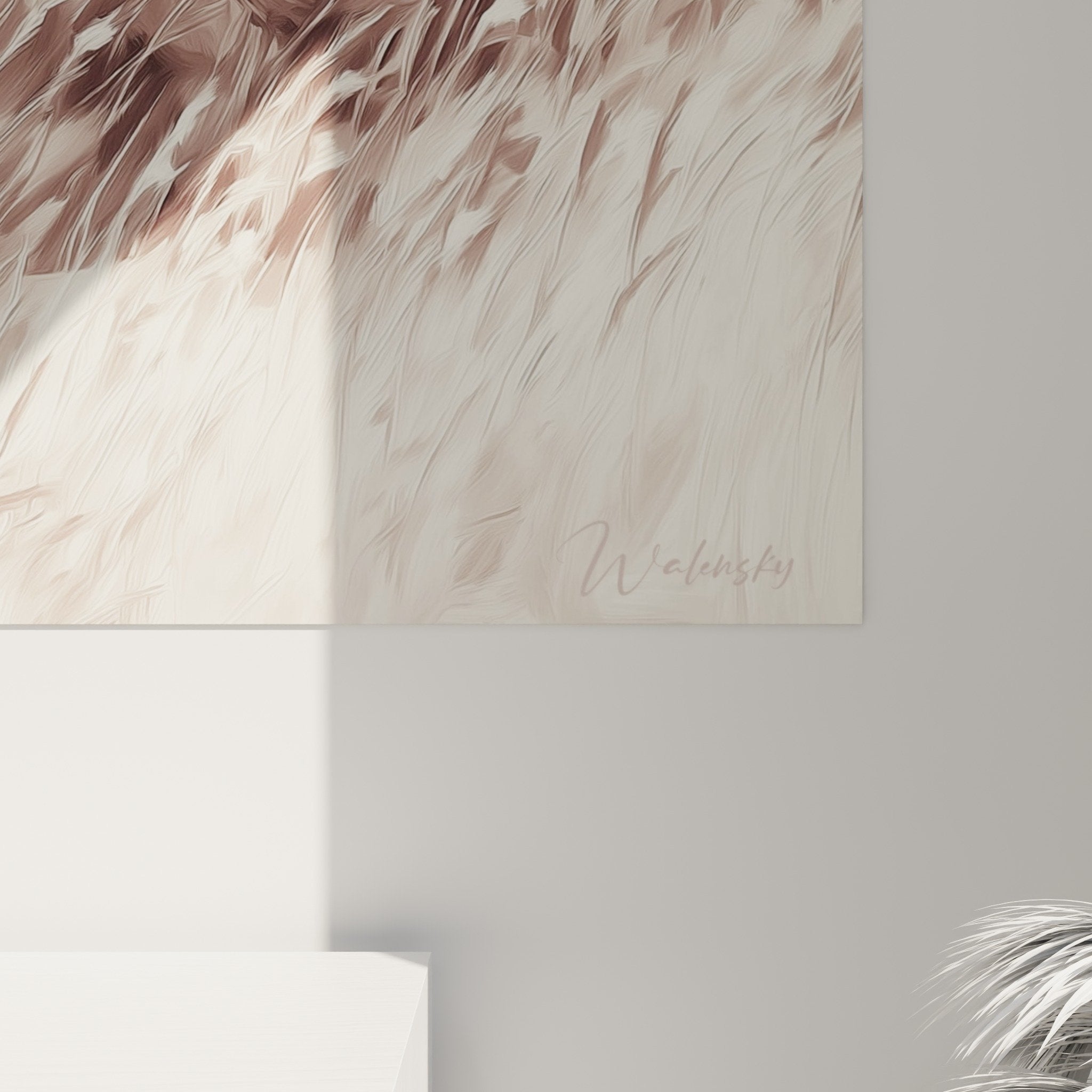 Vue ensemble tableau lion majestueux savane tons chauds decoration salon moderne naturel