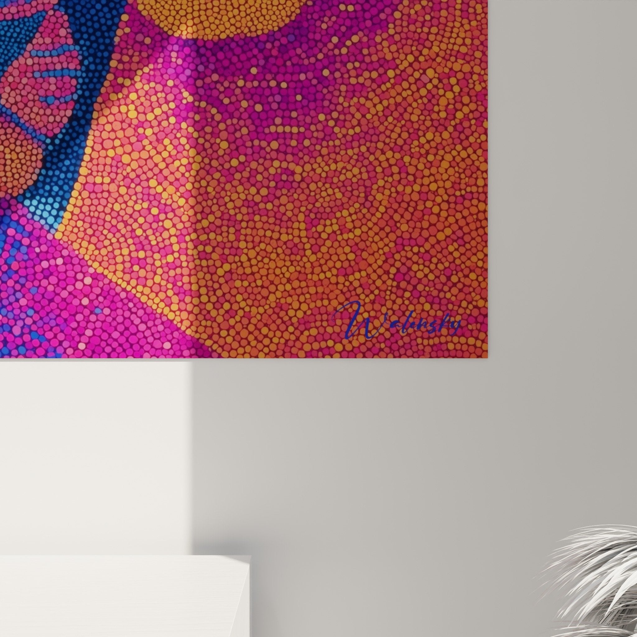 Vista quadro leoni pointillismo multicolore decorazione interiore moderna arte contemporanea fauvismo