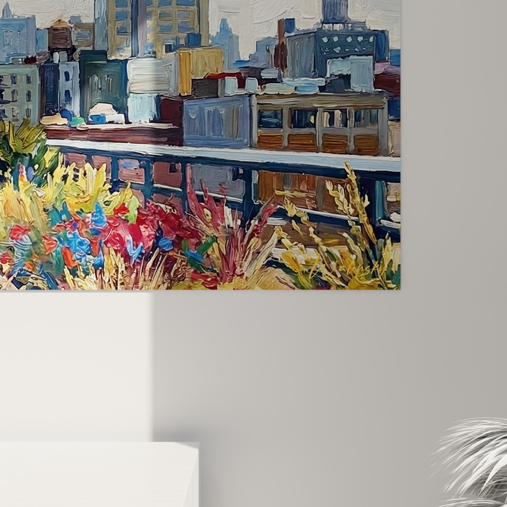 Gesamtansicht Manhattan-Gemälde urbane Landschaft modernes Wohnzimmer Wanddekoration Natur Architektur