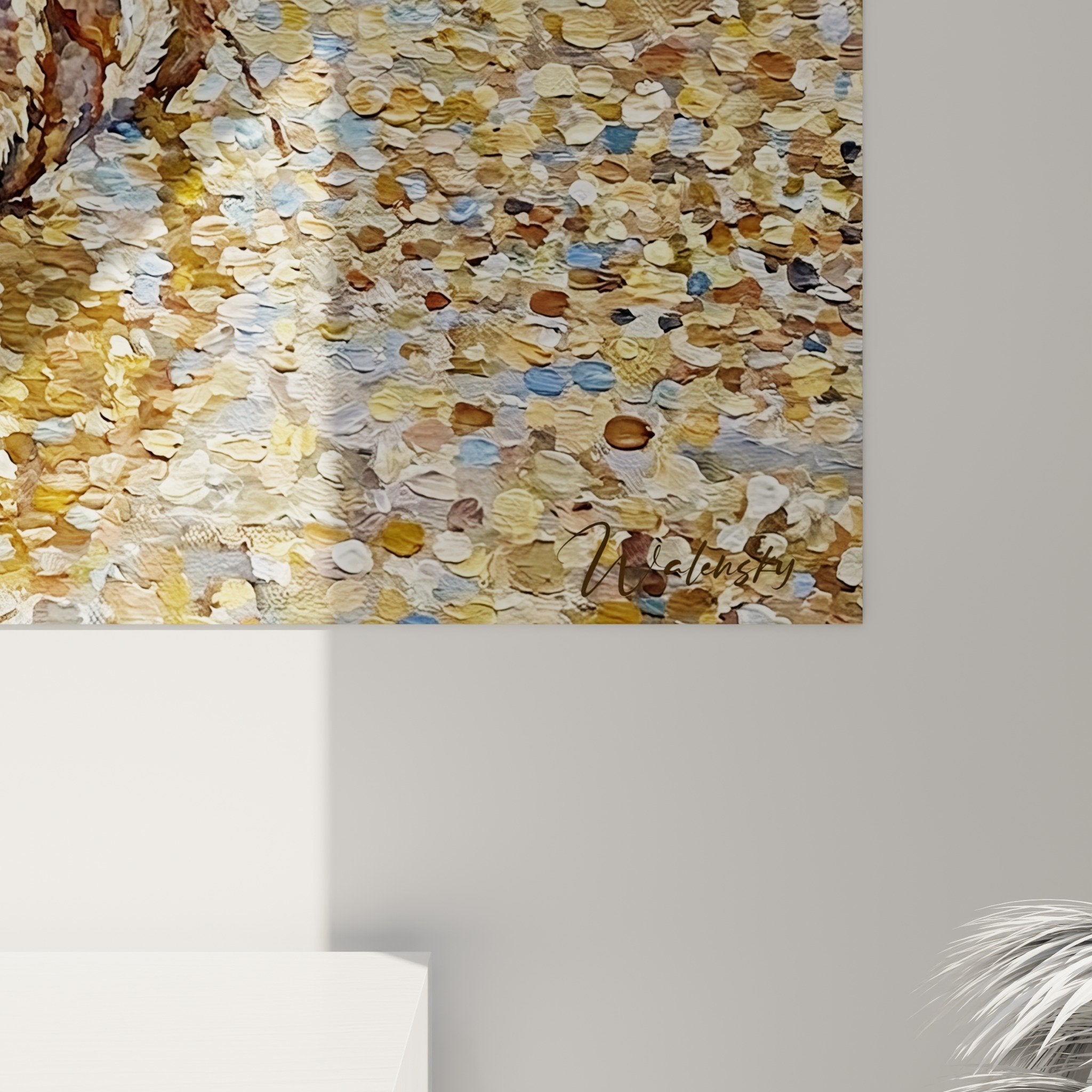 Gesamtansicht des Meeresgemäldes Bernard-der-Einsiedlerkrebs im impressionistischen Stil Inneneinrichtung Sandtöne Ozean