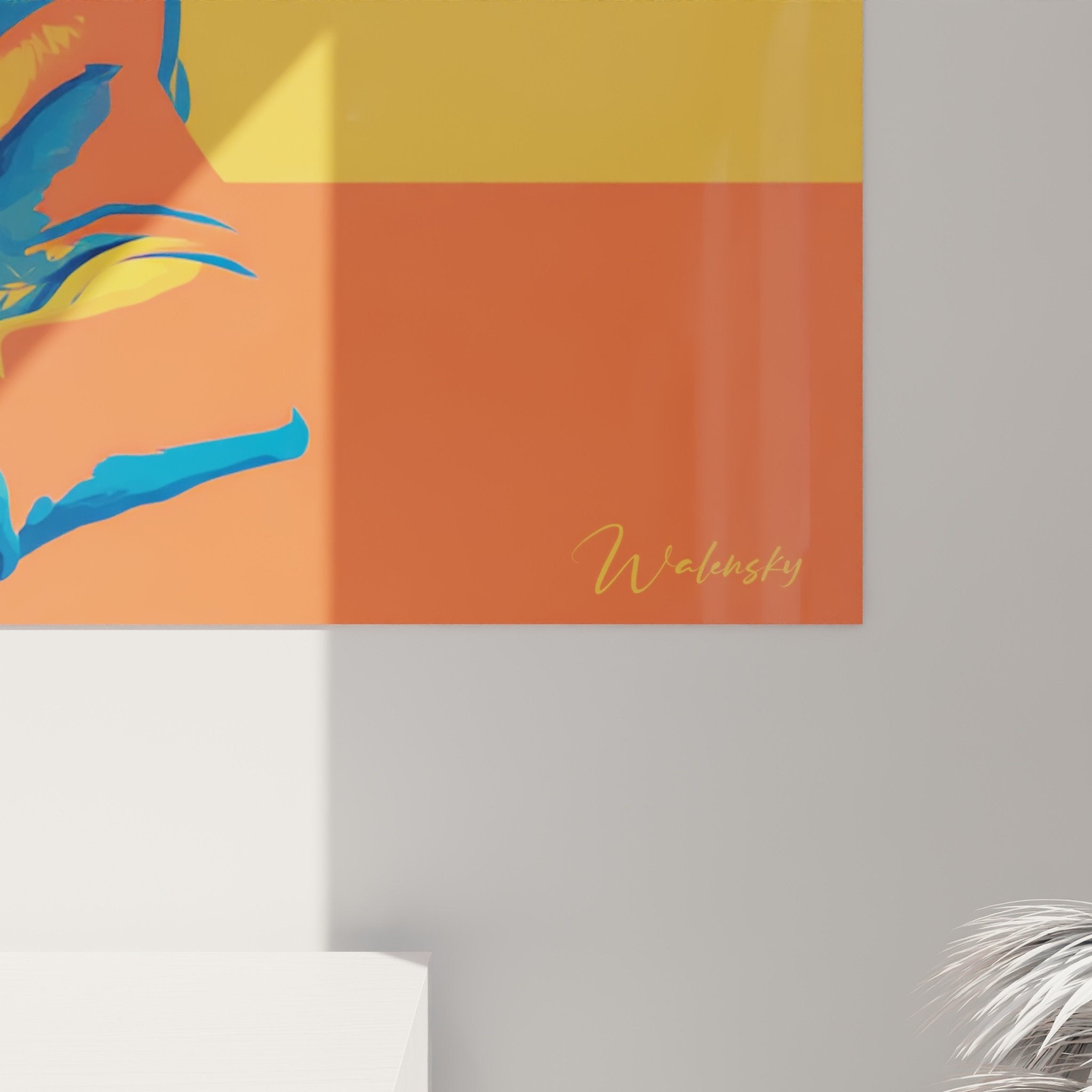 Vue ensemble tableau mastiff anglais pop art decoration murale moderne bleu orange