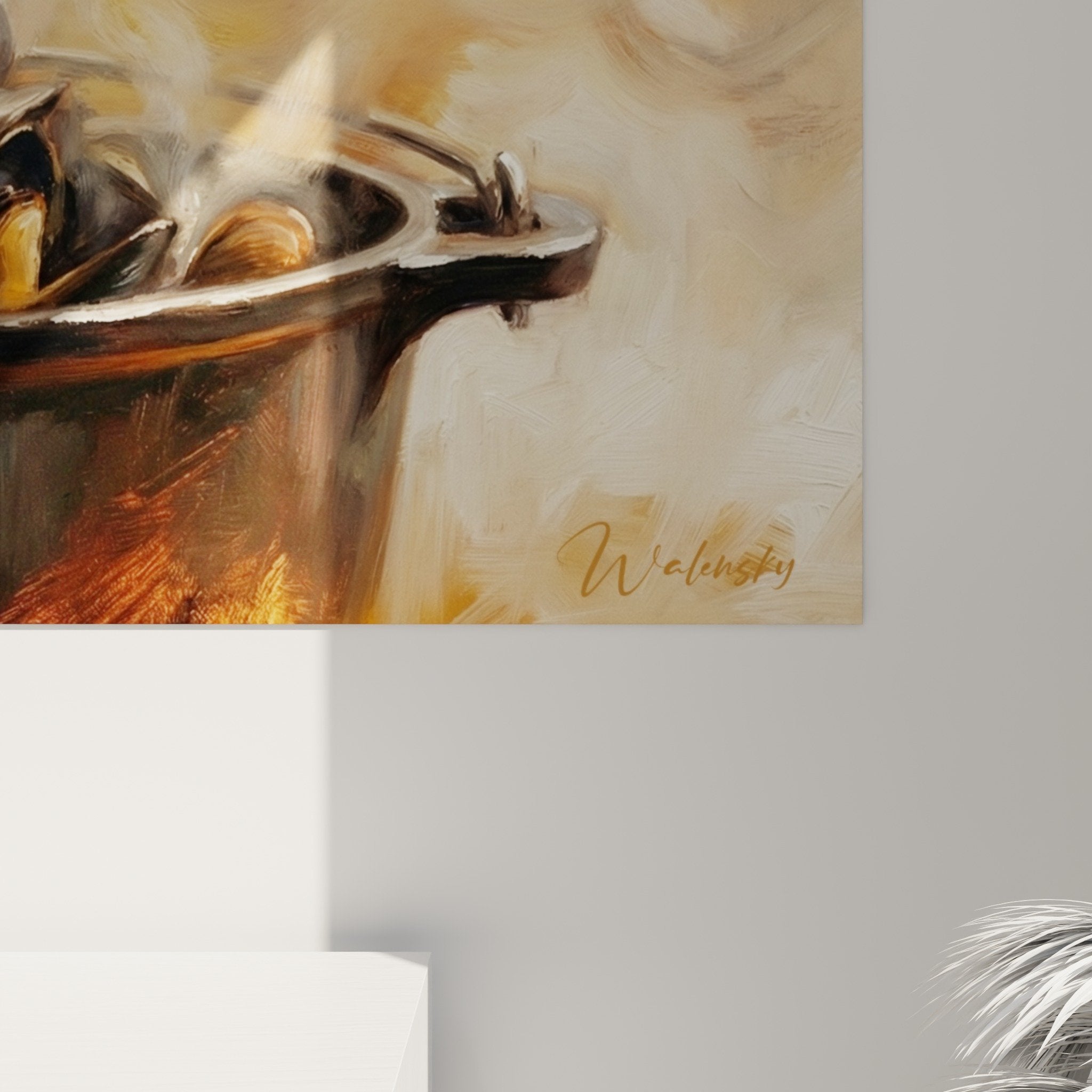 tableau mural moules cuisson perspective salon decoration marine authentique