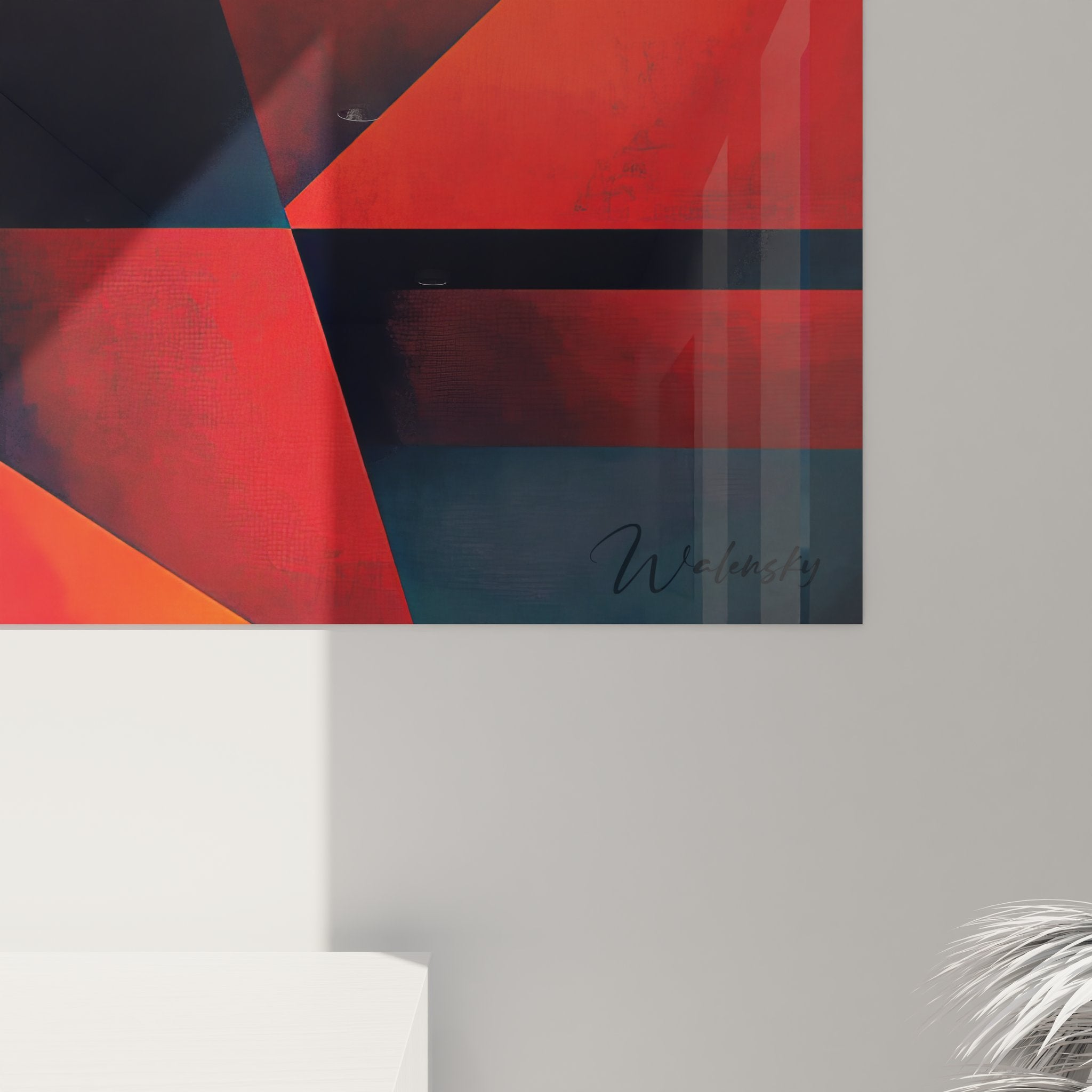 Vue ensemble tableau mural art géométrique femme profil cubiste décoration moderne