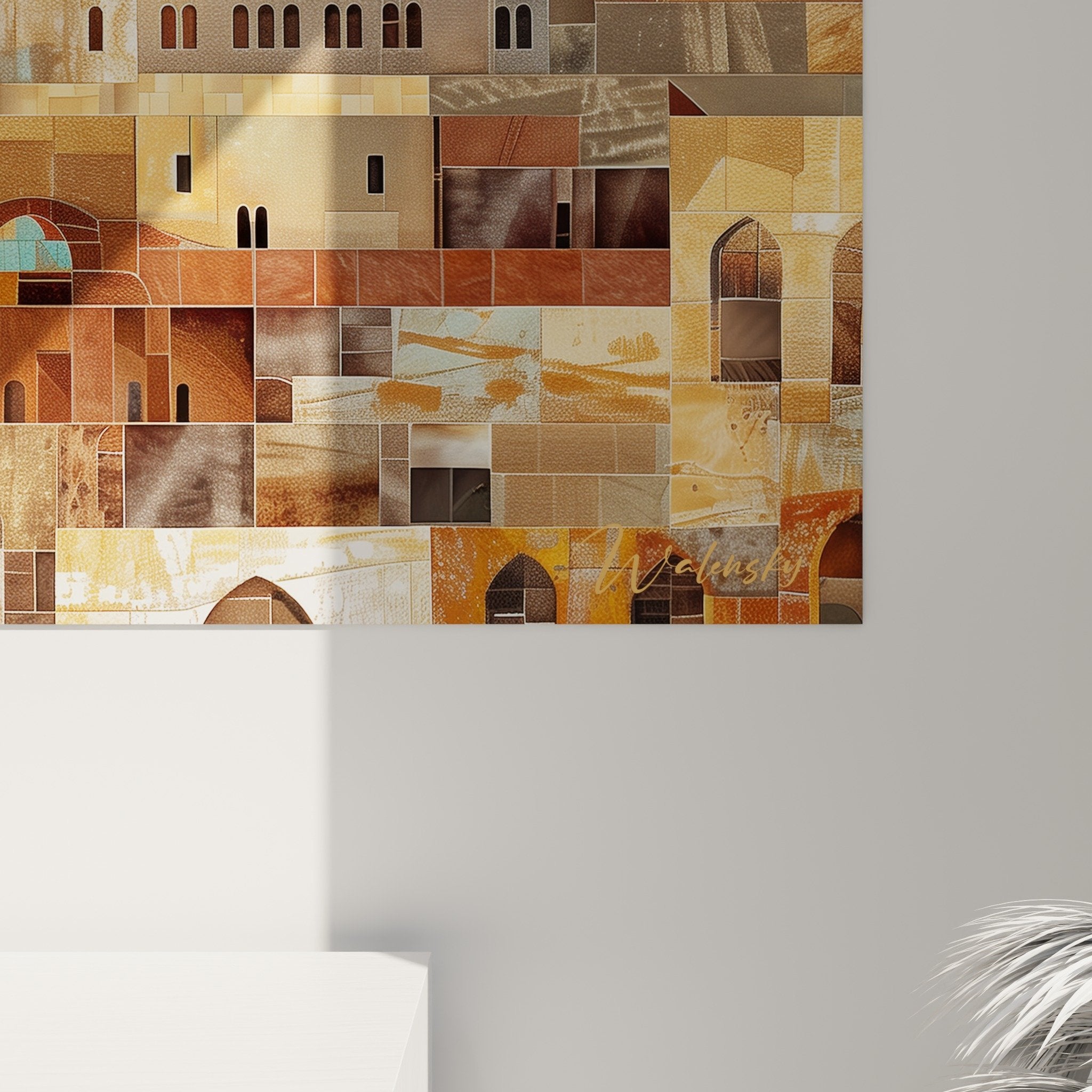 Vue ensemble tableau mural mosaique orientale decoration interieur art islamique