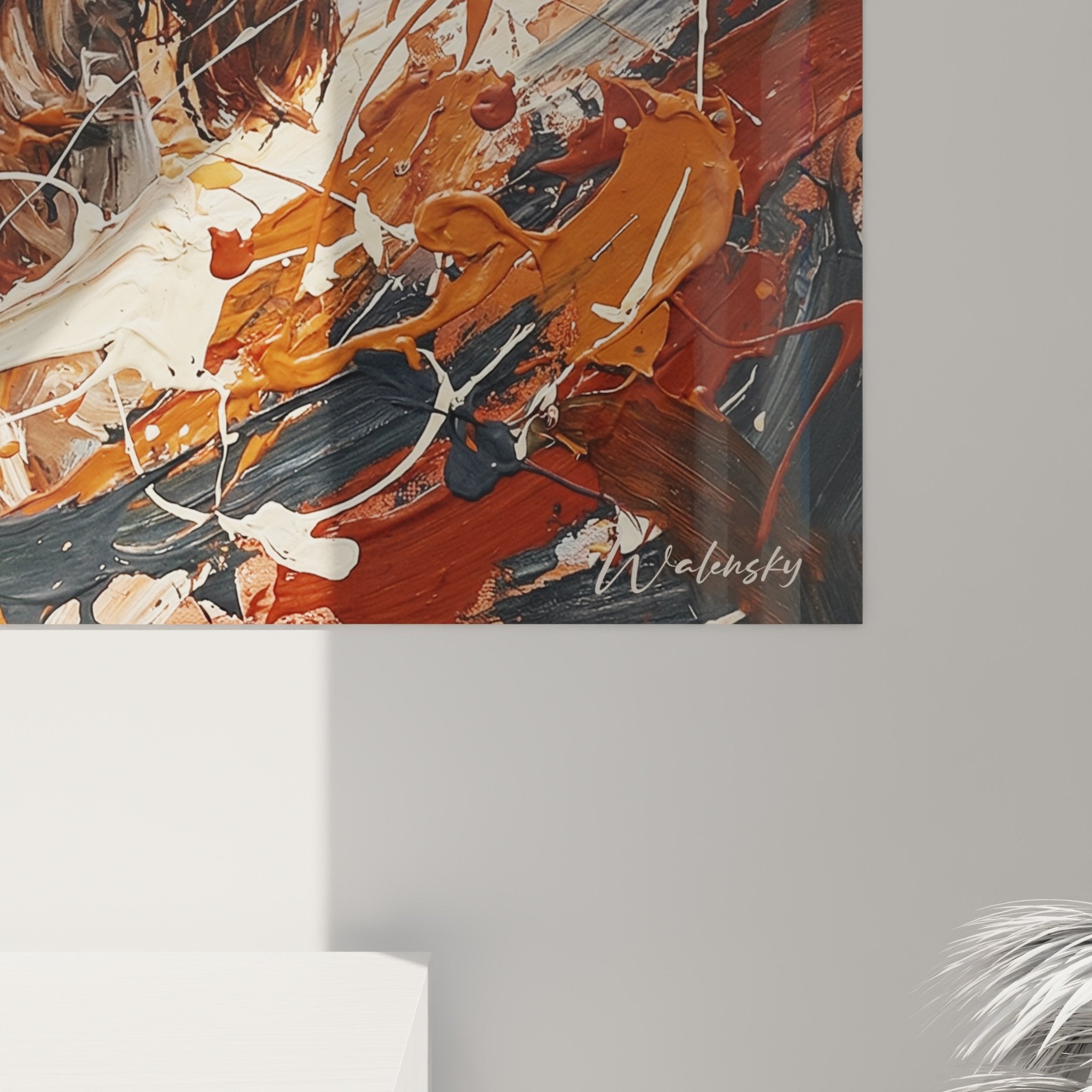 Vue ensemble tableau mural Cocker Anglais style fauve projection peinture decoration murale contemporaine