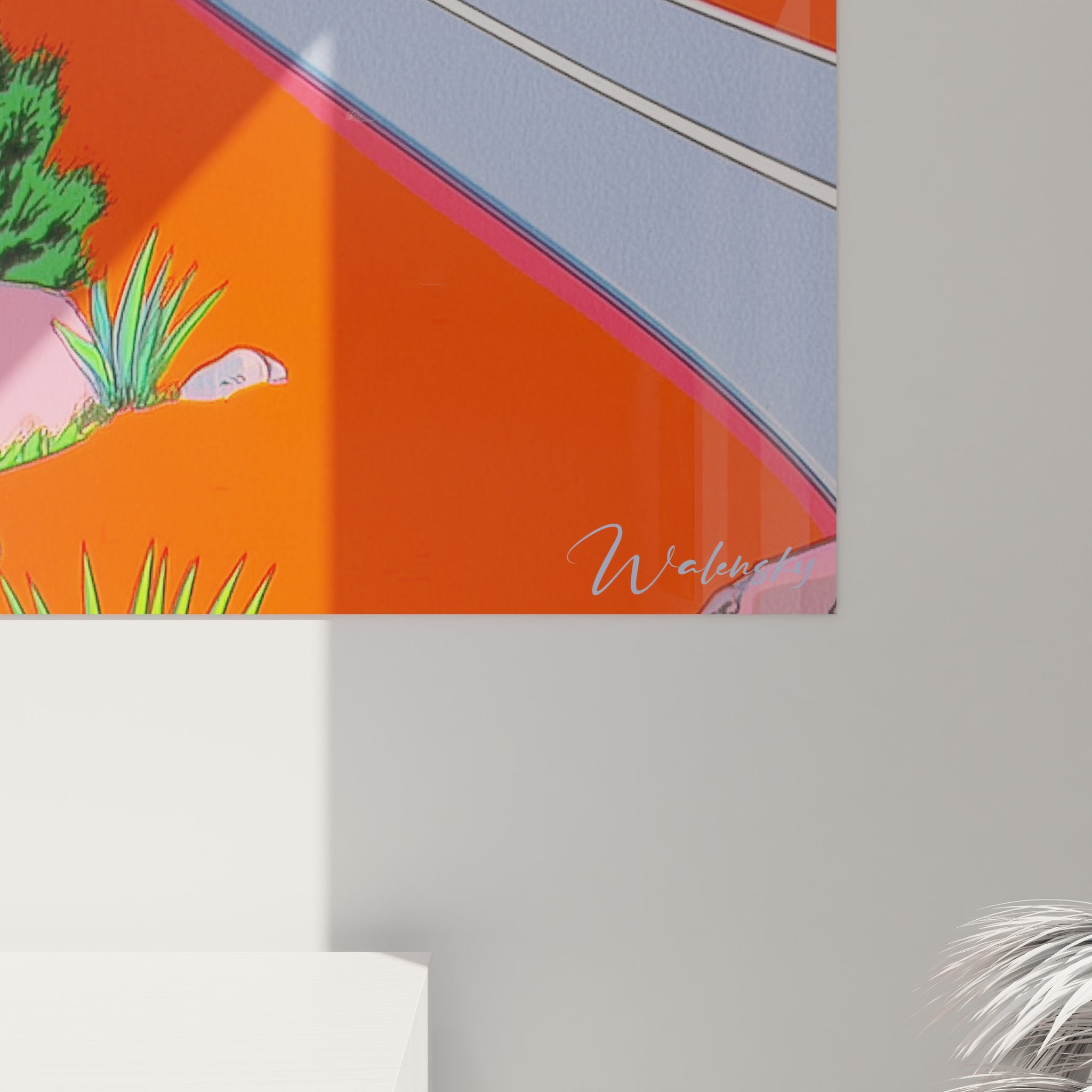 Vue ensemble tableau mural désert Arizona route cactus géants paysage sud-ouest américain coloré