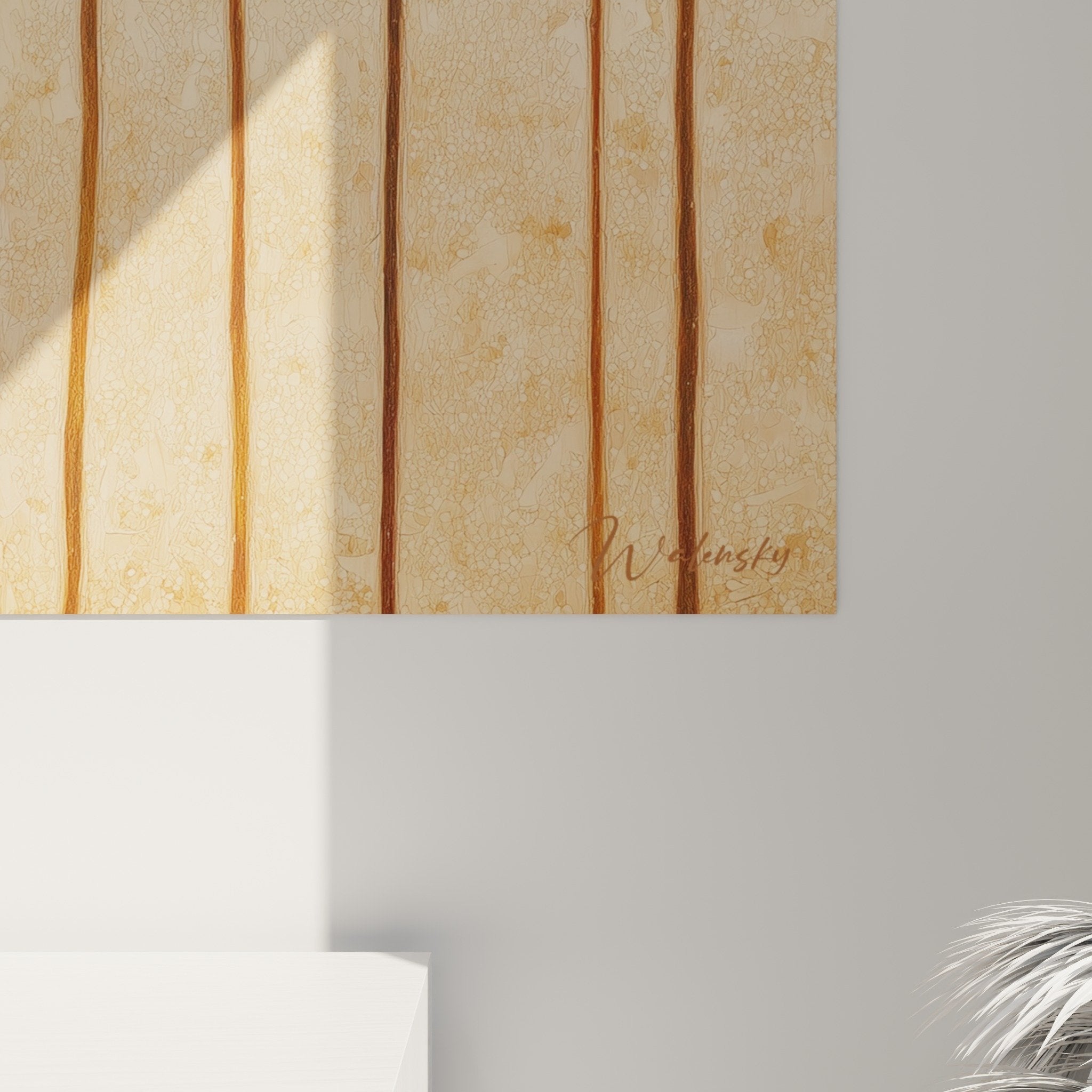 Vue ensemble tableau mural forêt dorée bordeaux décoration intérieure harmonieuse feng shui sud-ouest