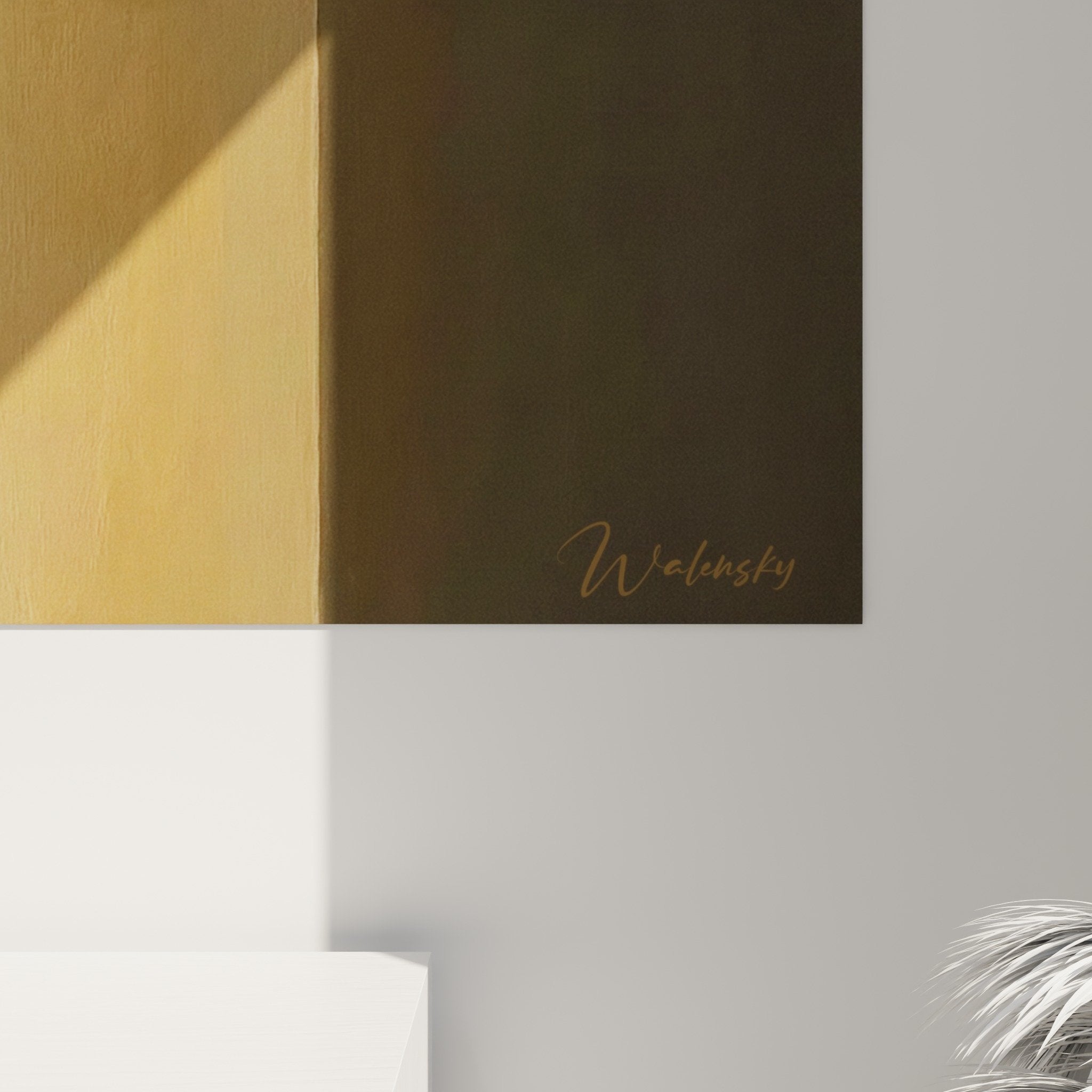Geometric wall art print natural tones ochre gray modern interior decoration