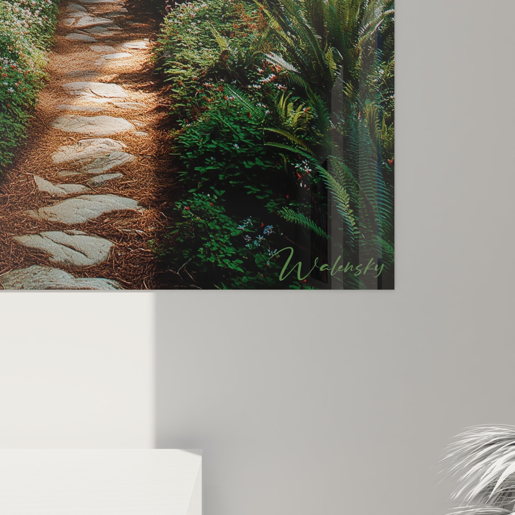 Vue ensemble tableau mural sentier forestier décoration intérieure nature zen