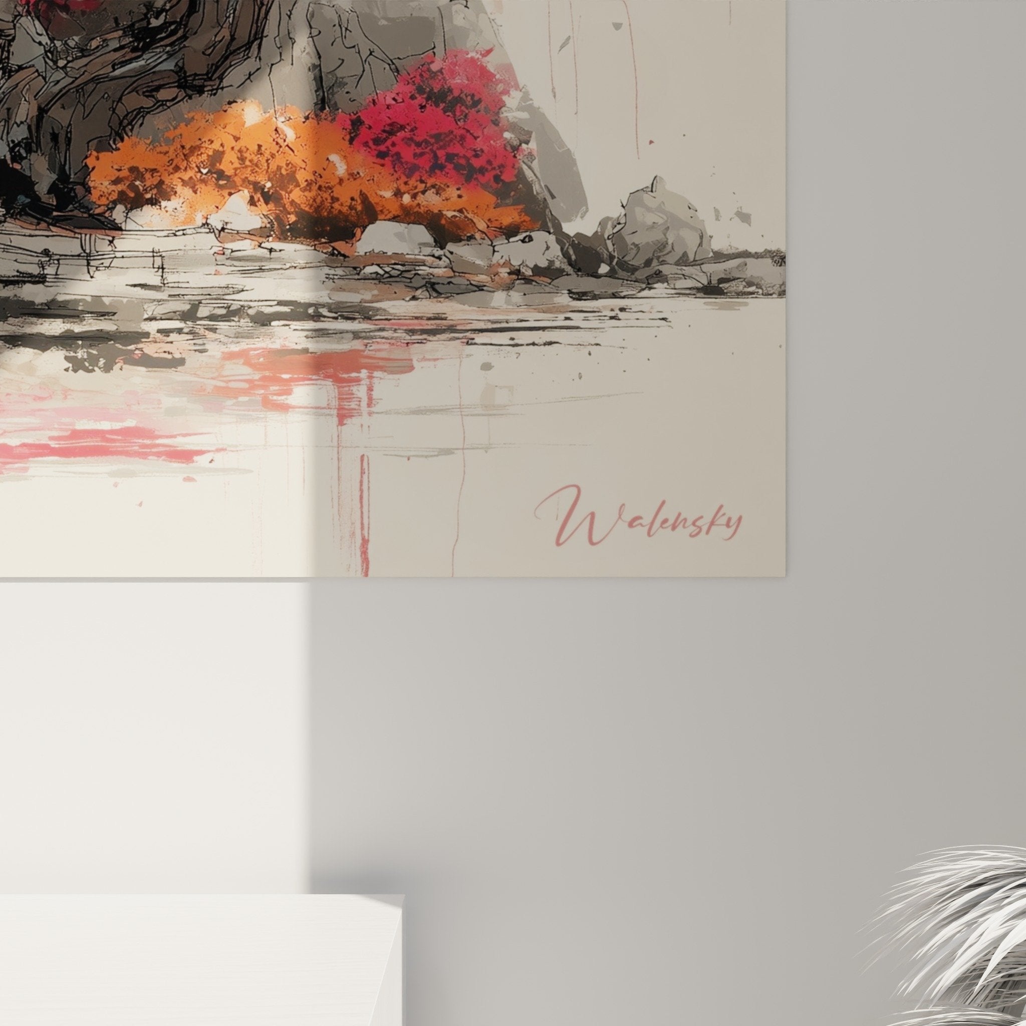 Japanese pagoda red painting garden autumn view flaming maples zen decoration