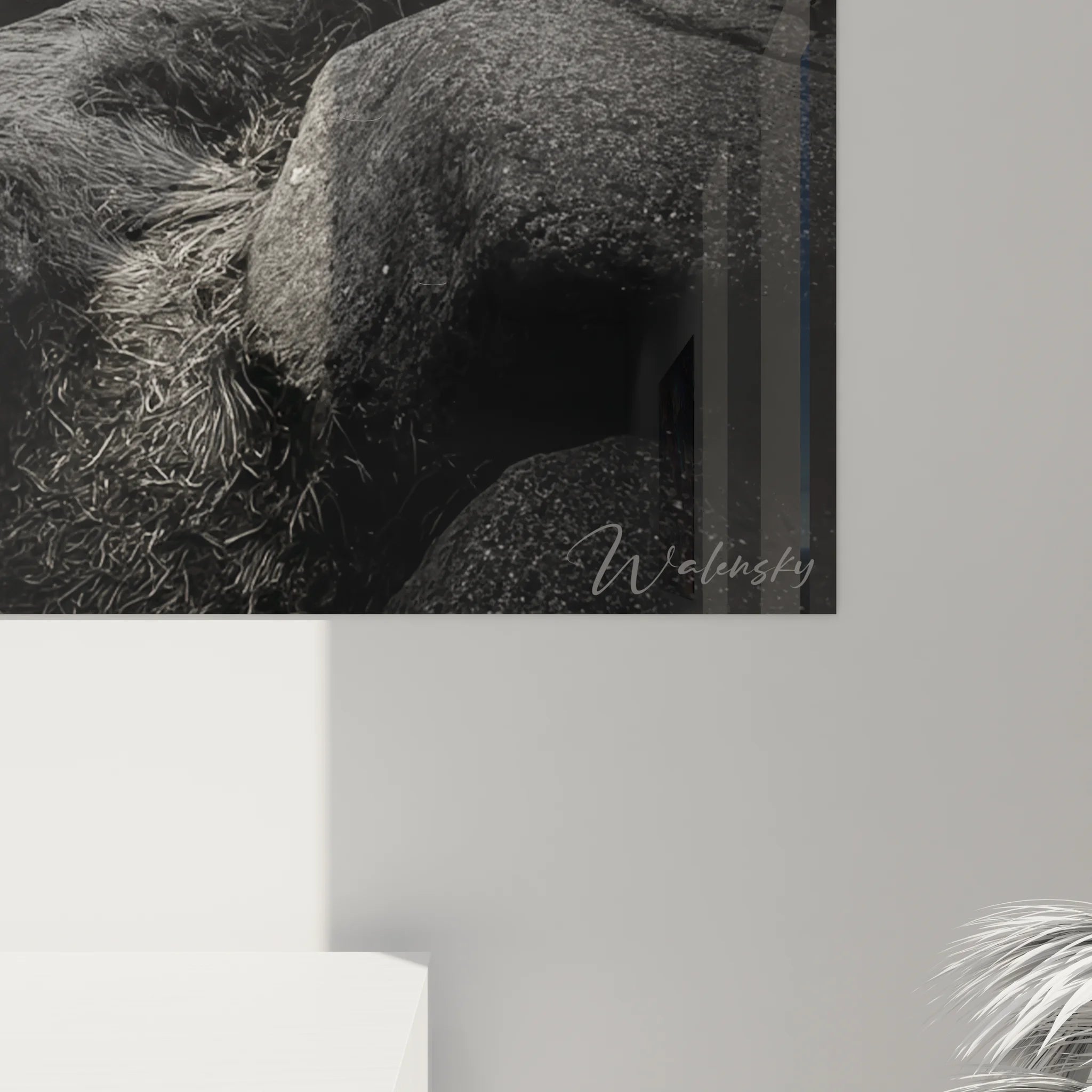 Vue ensemble tableau paysage lac arbre noir blanc, art mural nordique déco moderne