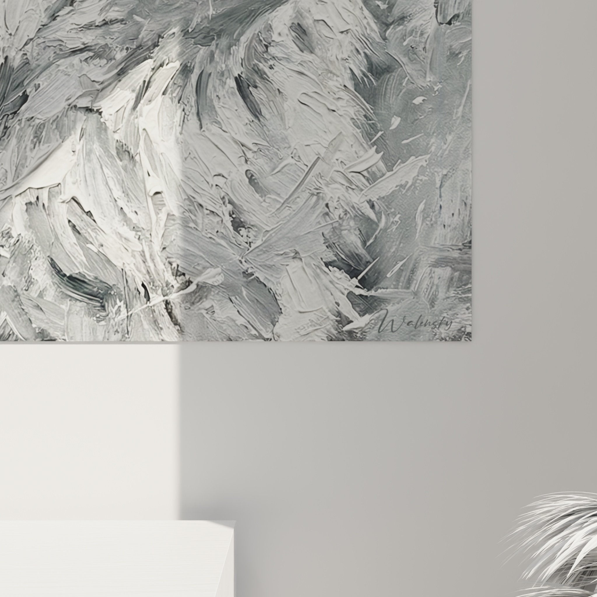 Vue ensemble tableau portrait chien blanc gueule ouverte style pictural moderne