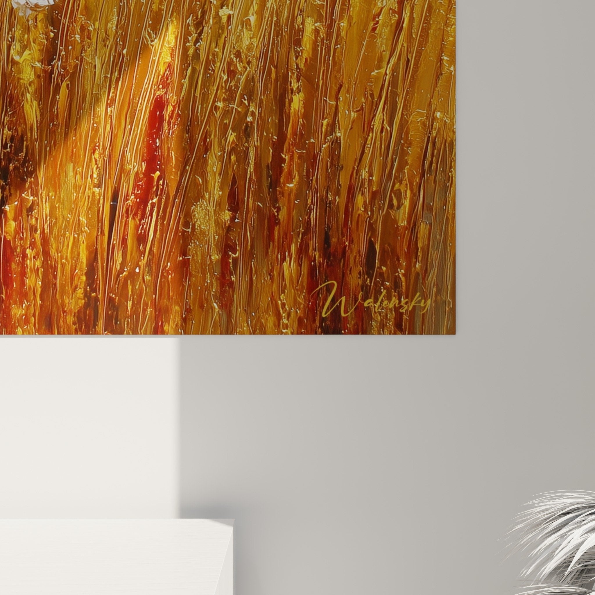 Gesamtansicht Gemälde goldene Wiese Meerufer Gänseblümchen Wanddekoration Natur Küstengräser Leinwand