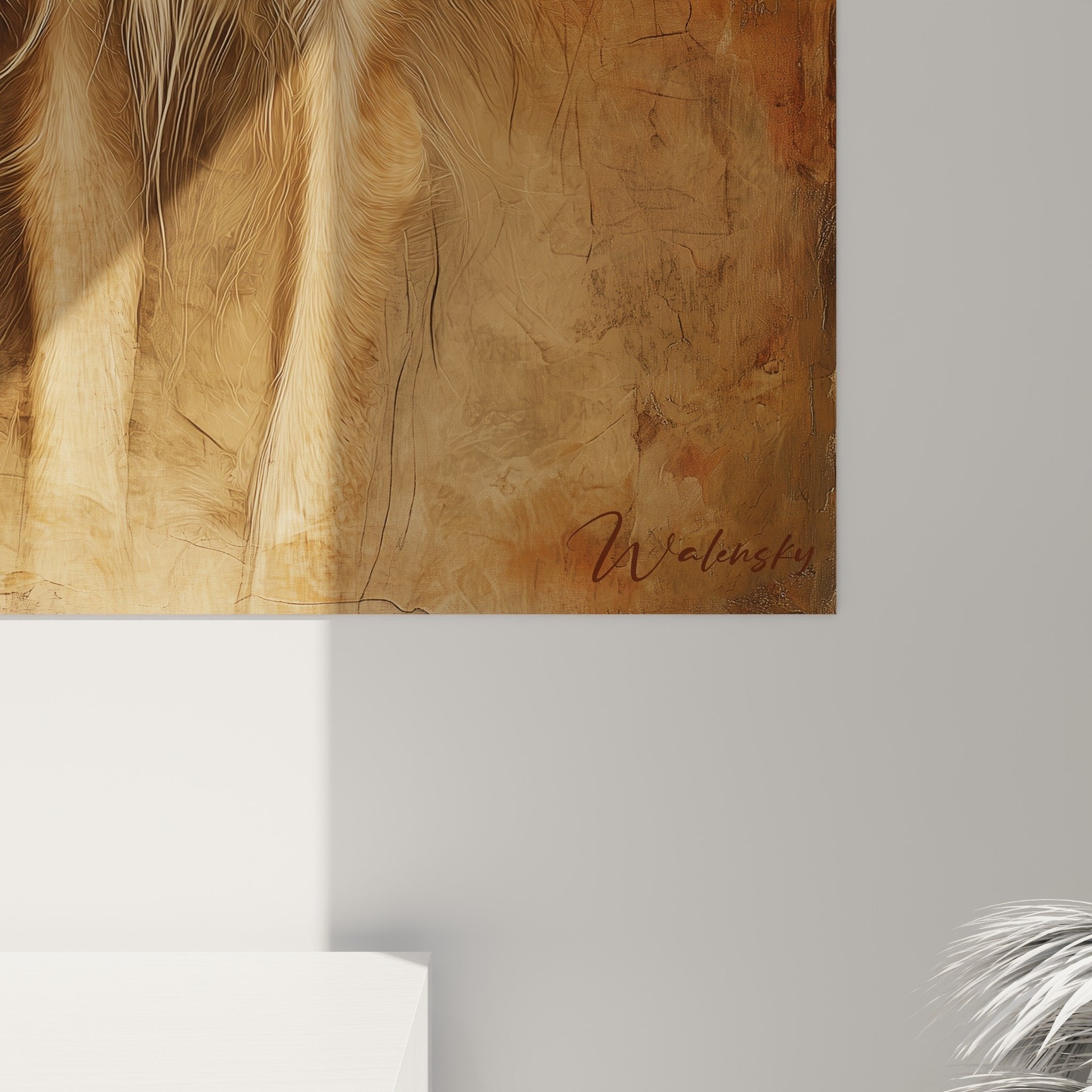 Vue d'ensemble tableau Saluki tons dorés décoration murale art animalier portrait chien noble vintage