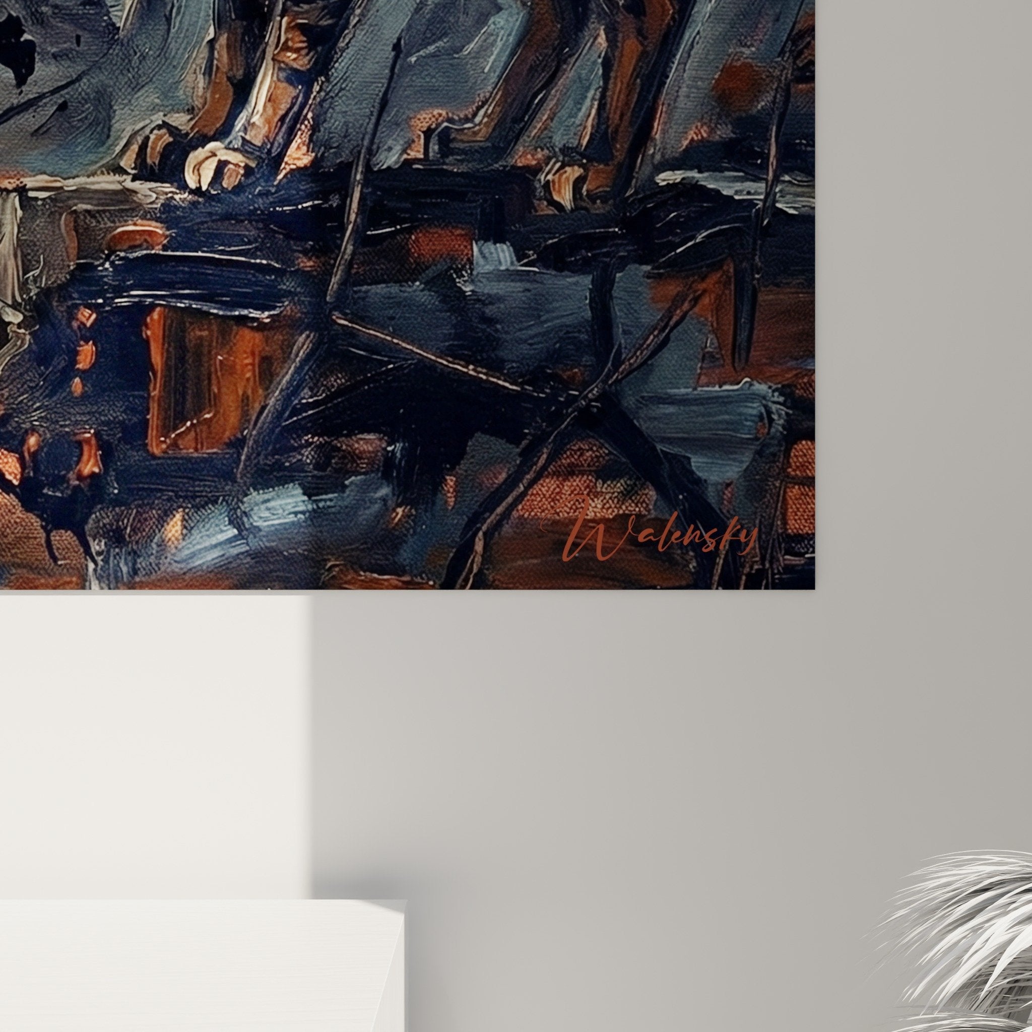 Vue ensemble tableau schipperke chat decor forestier palette brune ocre composition mysterieuse edition schipperke